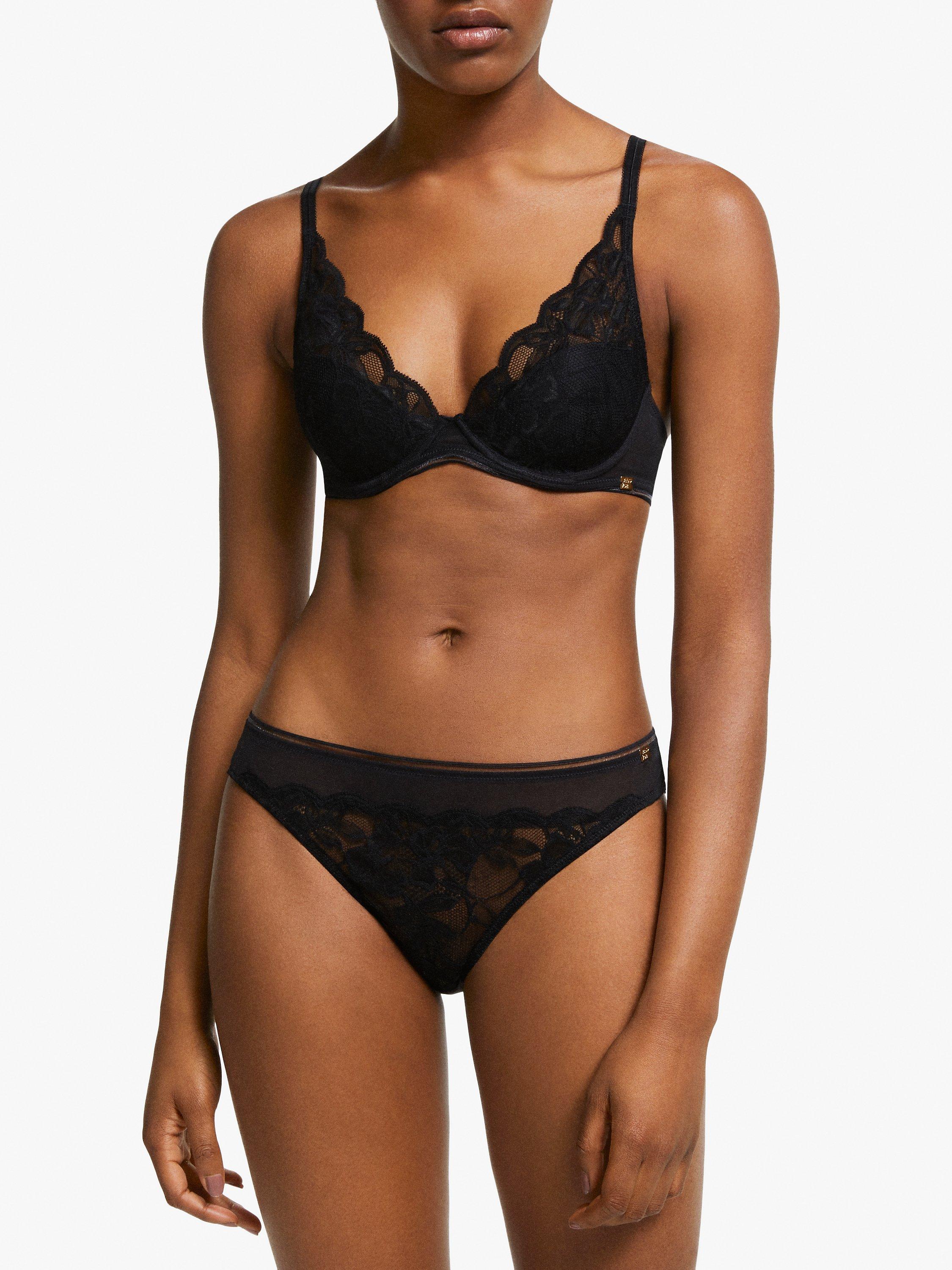 AND/OR Wren Lace Underwired Plunge Bra, B-F Cup Sizes, Black, 30C