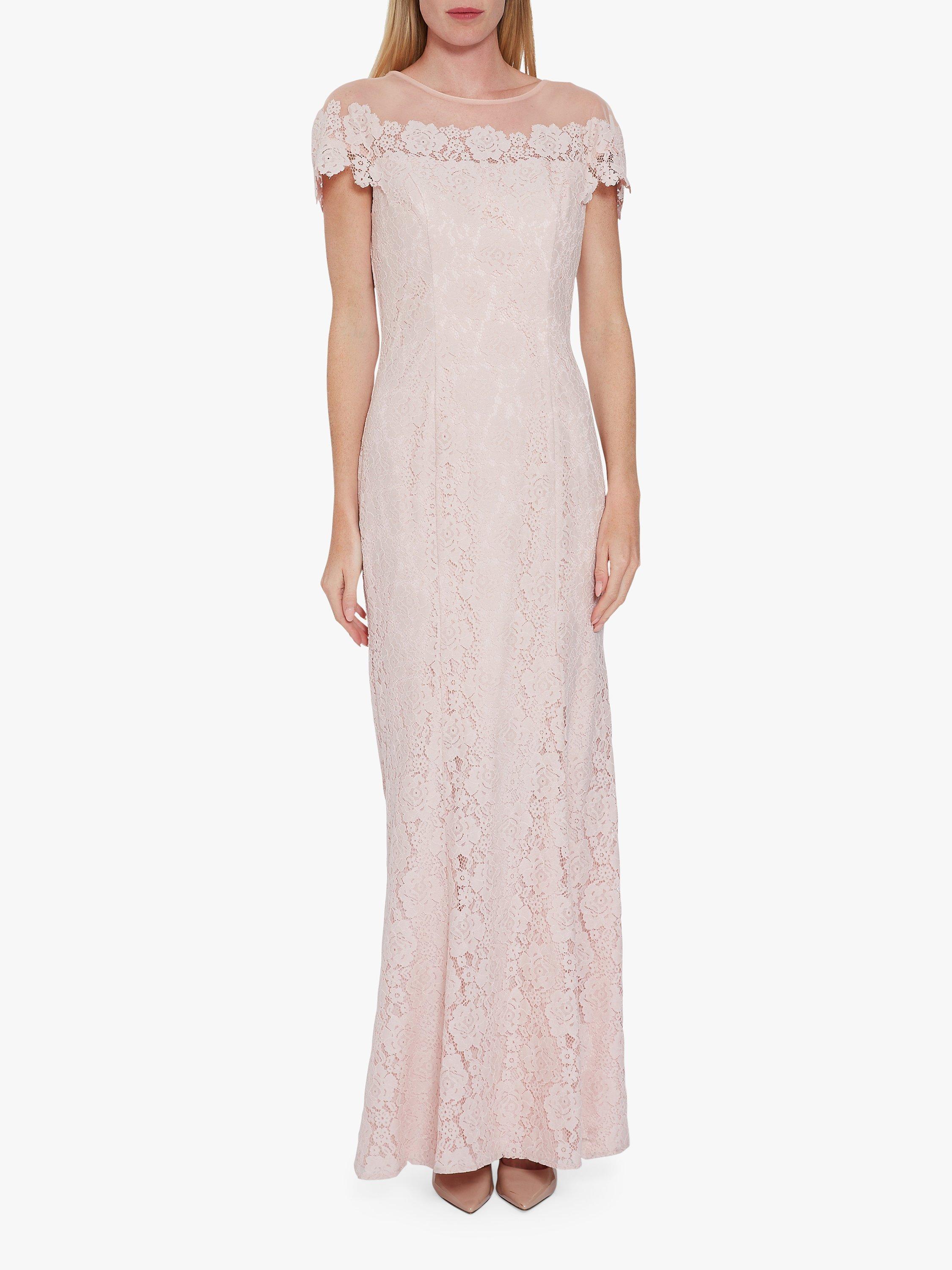 Gina Bacconi Oriole Embroidered Lace Maxi Dress, Pink, 20