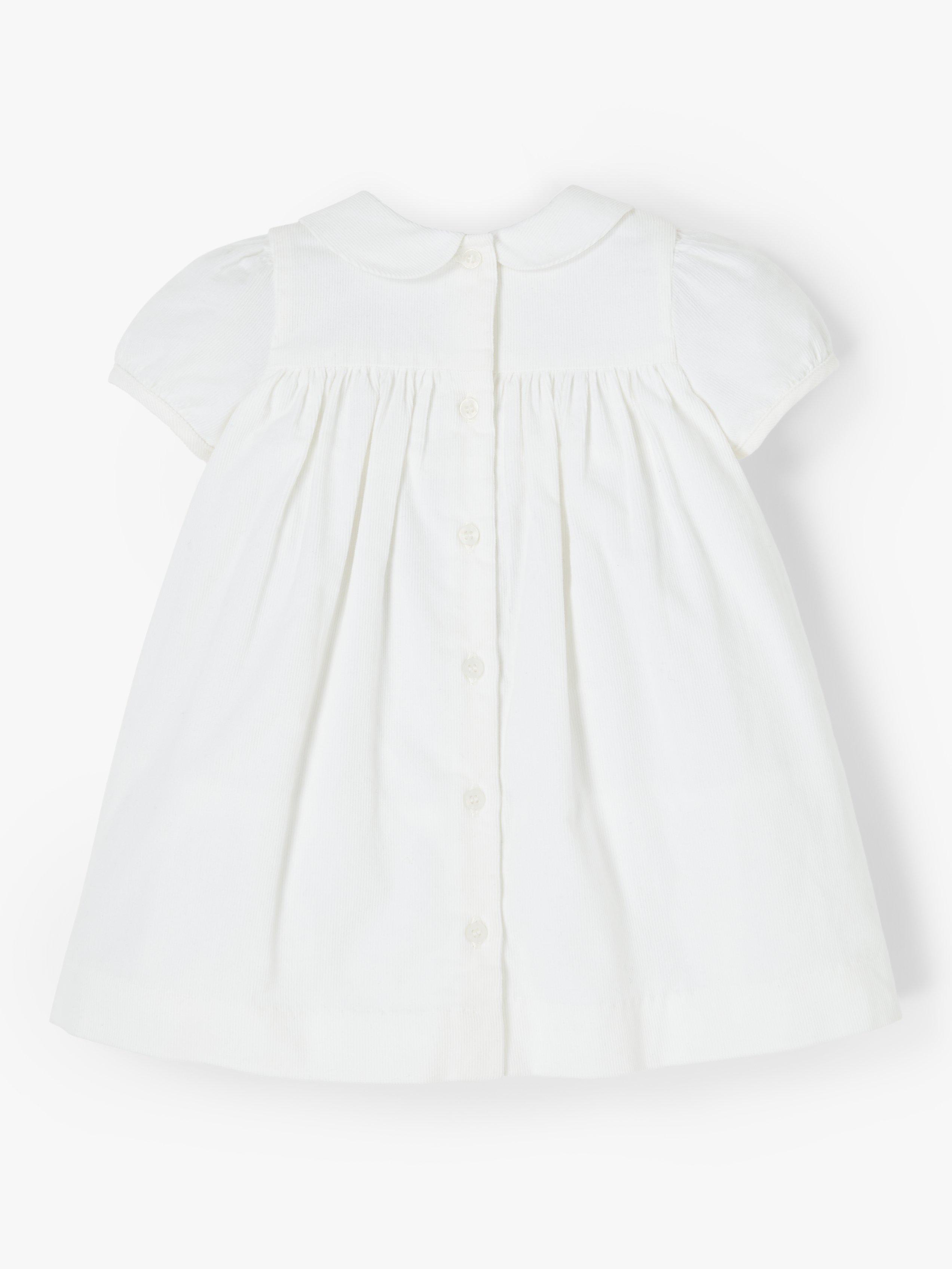 John Lewis Heirloom Collection Baby Cord Dress White