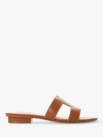 Dune London Loupe Wide Fit Flat Sliders, Tan