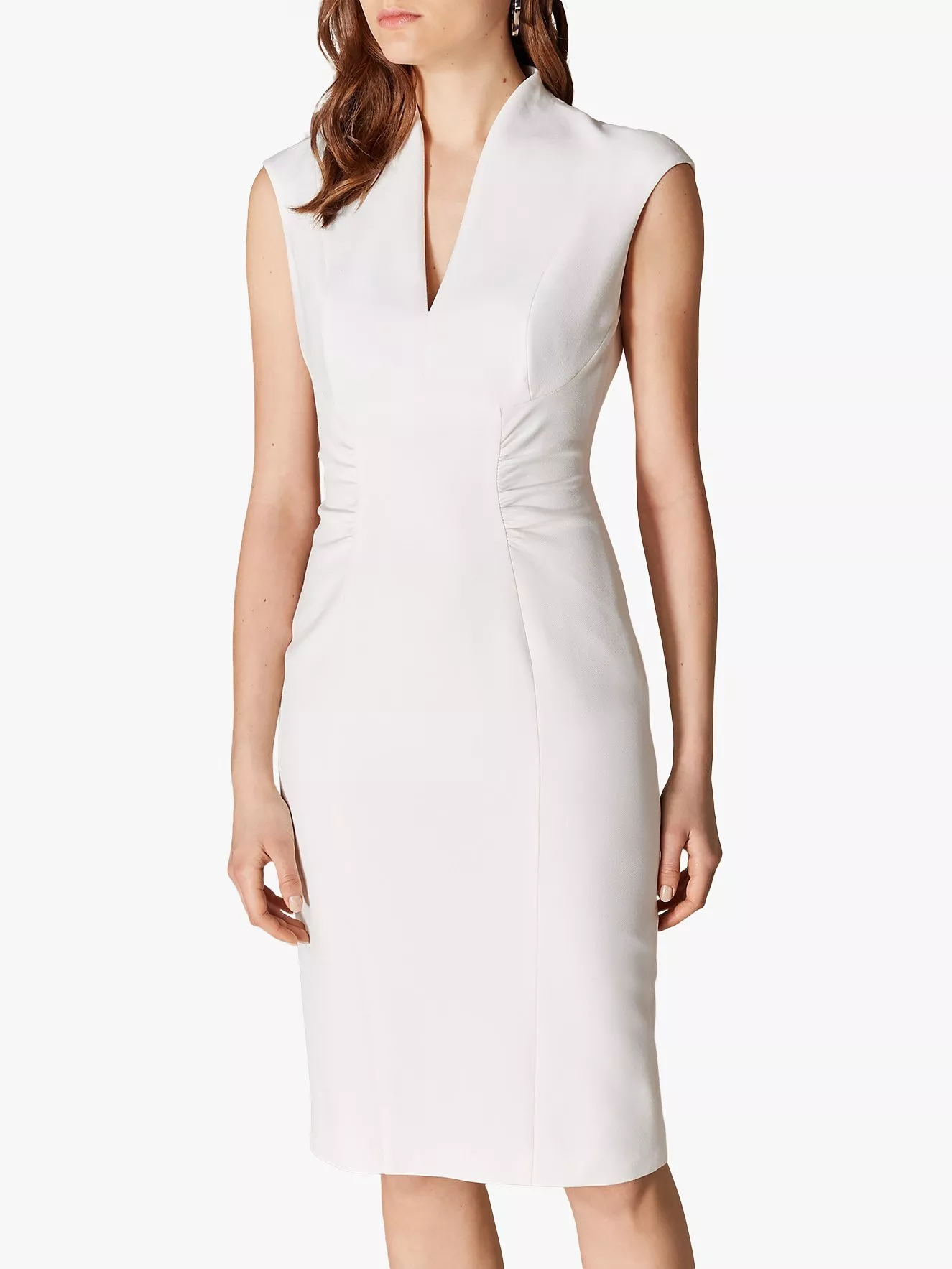 Karen Millen Gathered Waist Pencil Dress, Ivory