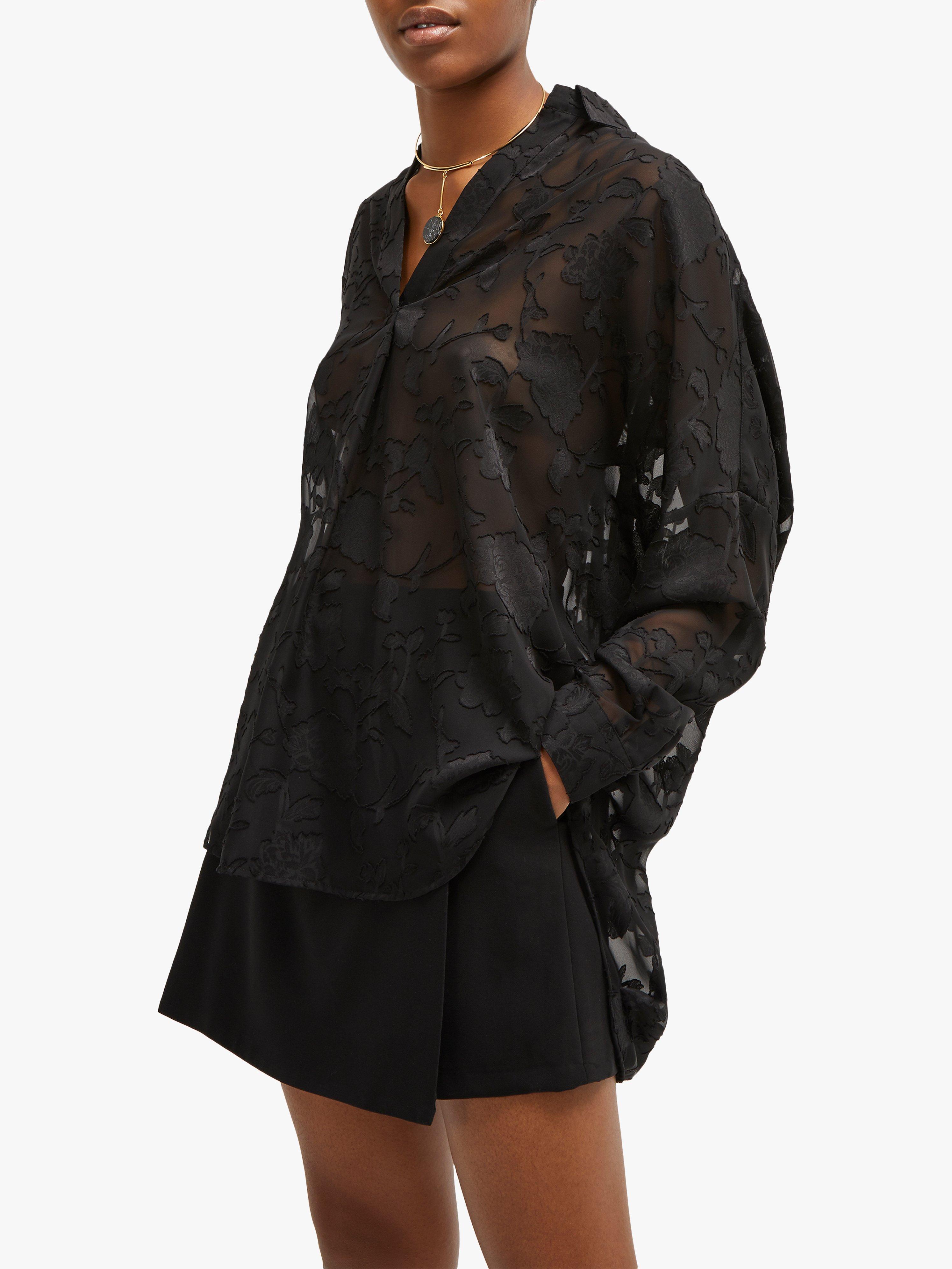 French Connection Clarita Pop Over Shirt, Black