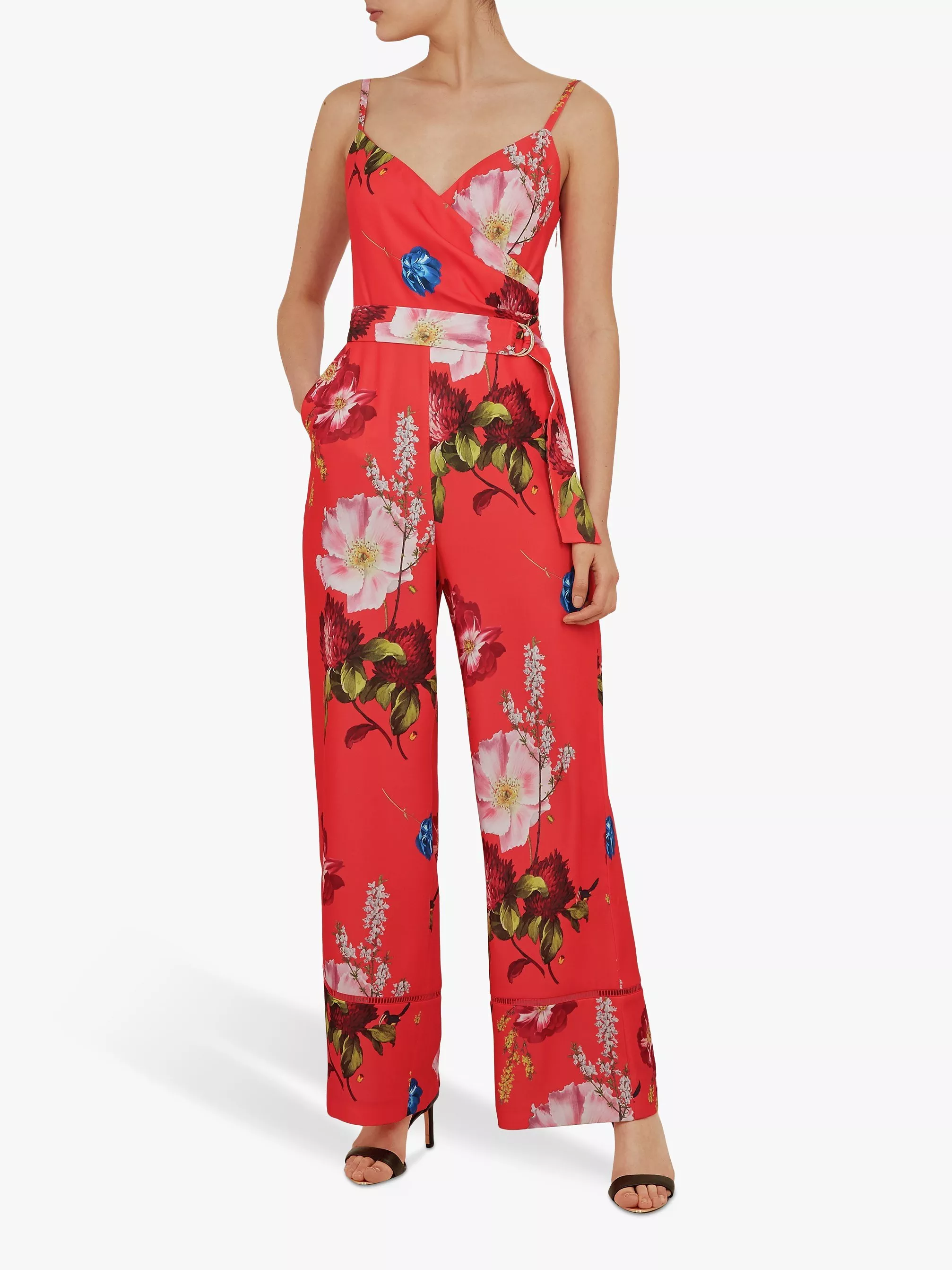 Ted Baker Piiper Wrap Floral Jumpsuit Red