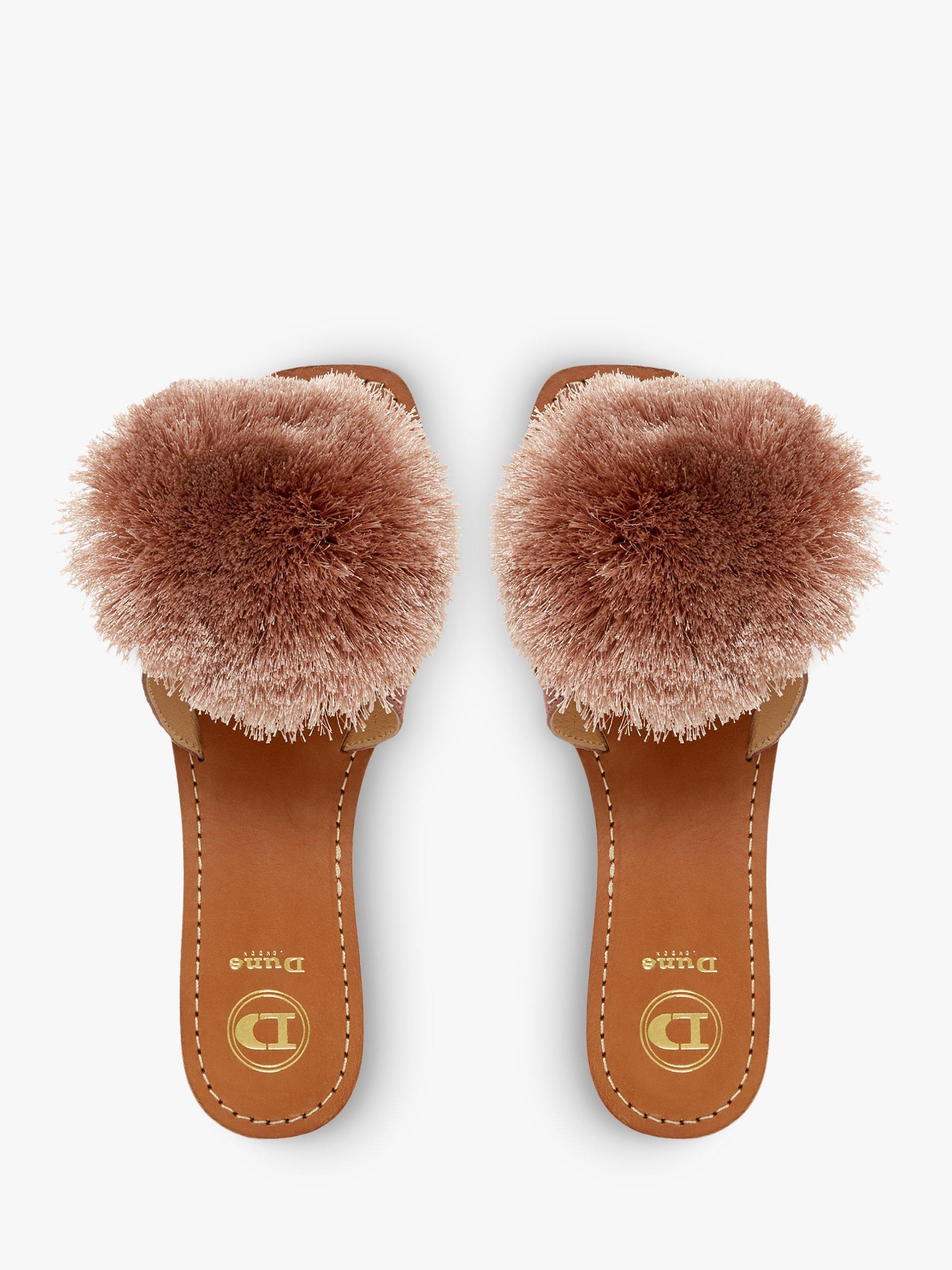 Dune Latino Pom Pom Flat Slip On Sandals