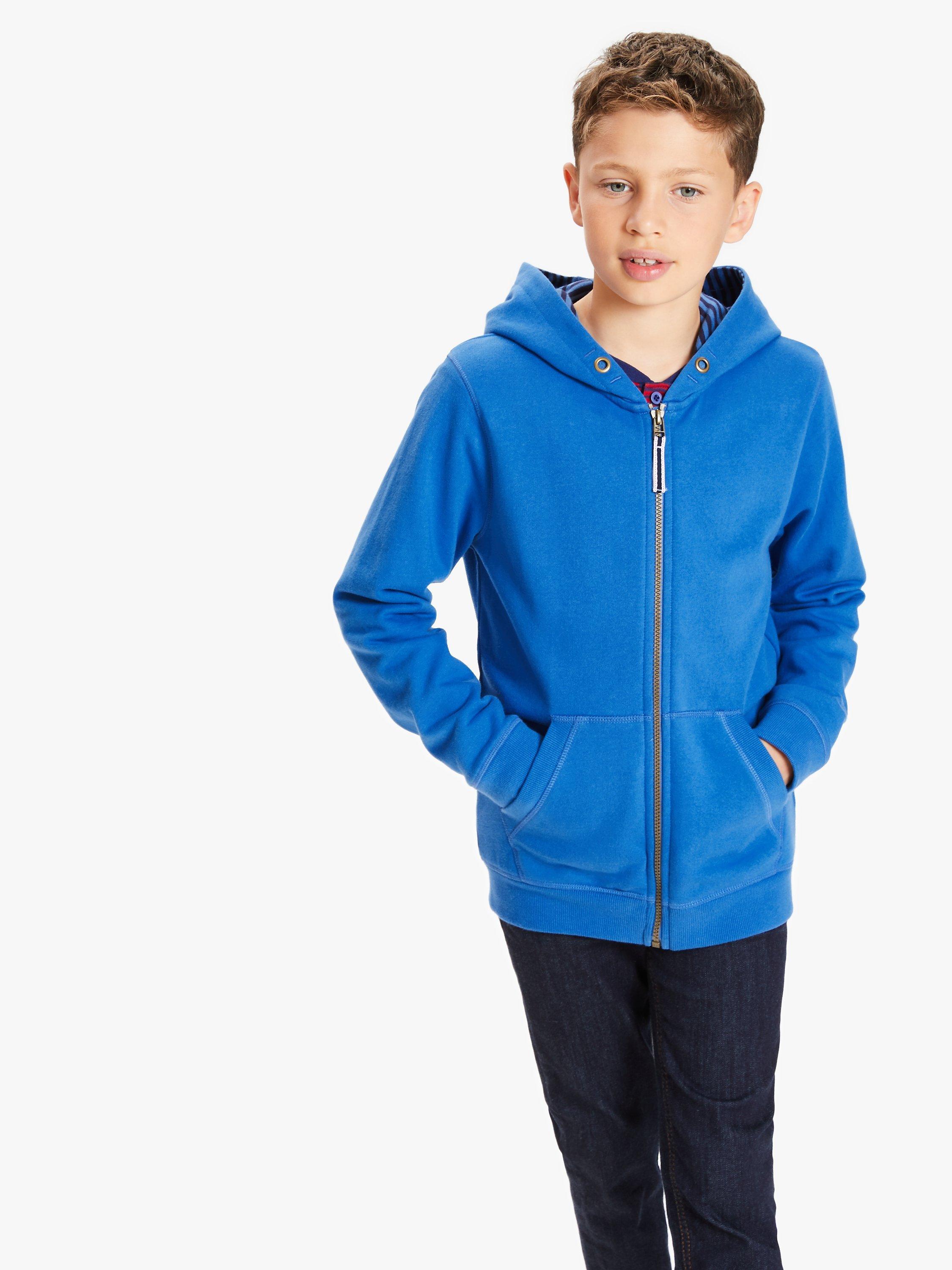 John Lewis & Partners Boys' Zip Through Hoodie, Bright Blue