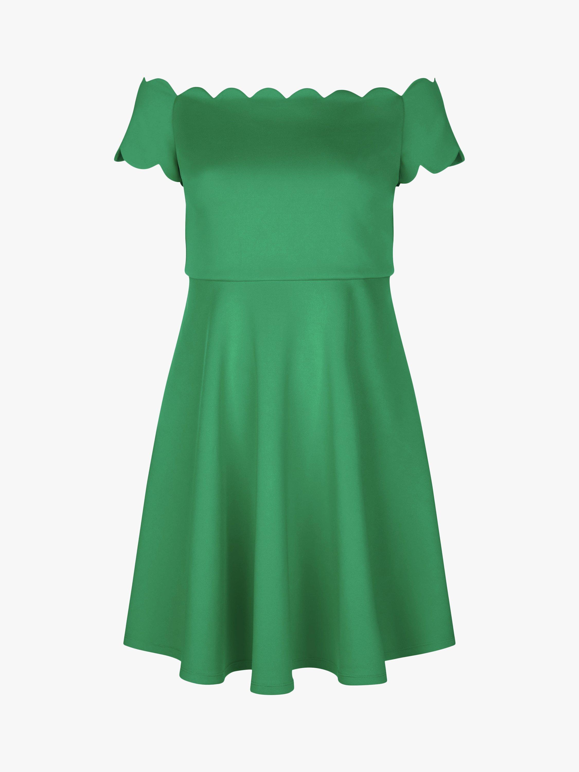 Ted Baker Fellama Scalloped Bardot Skater Dress Bright Green