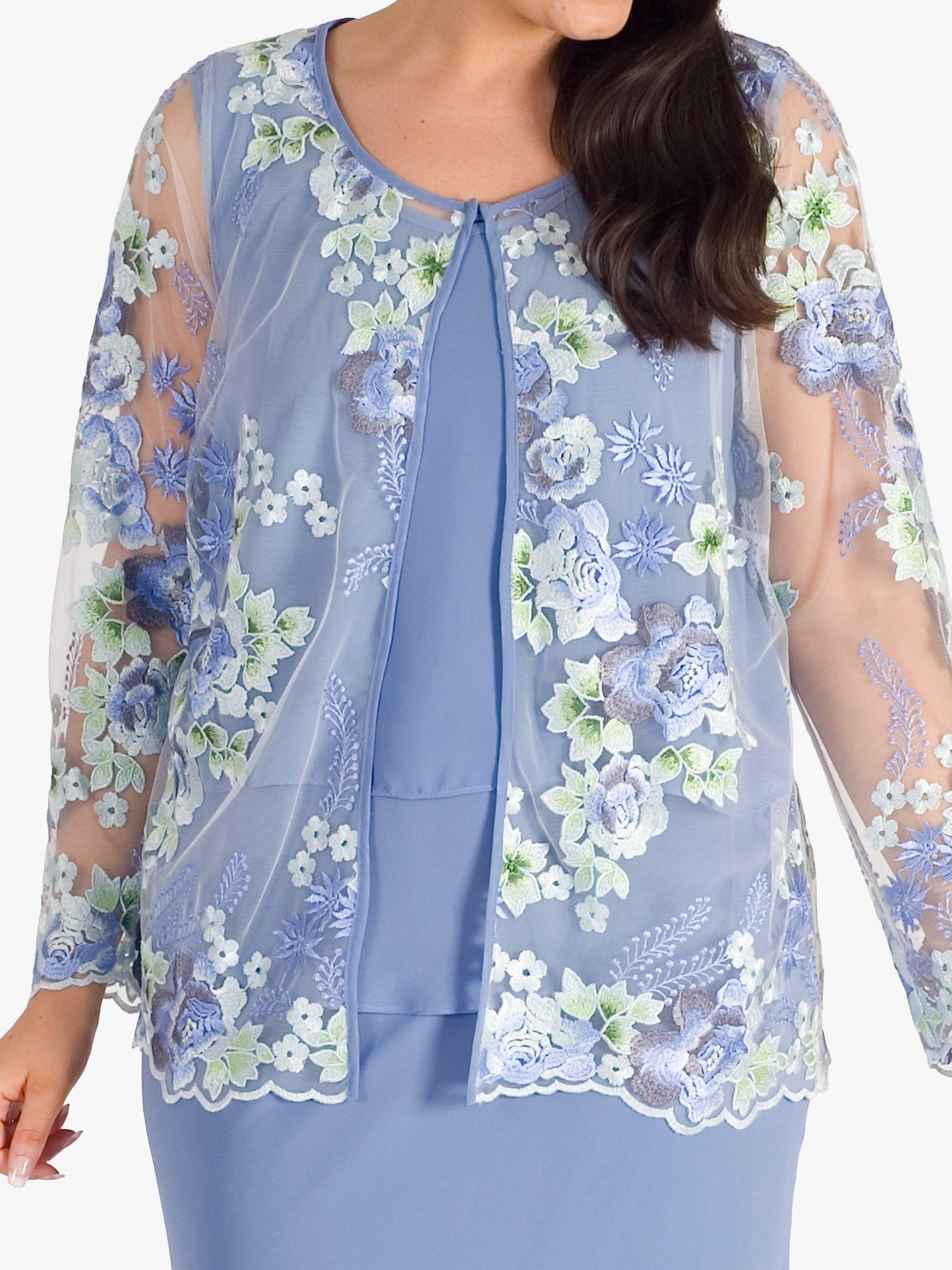 Product image 1 of 5, which shows chesca Bluebell Floral Jacket, Bluebell, 16