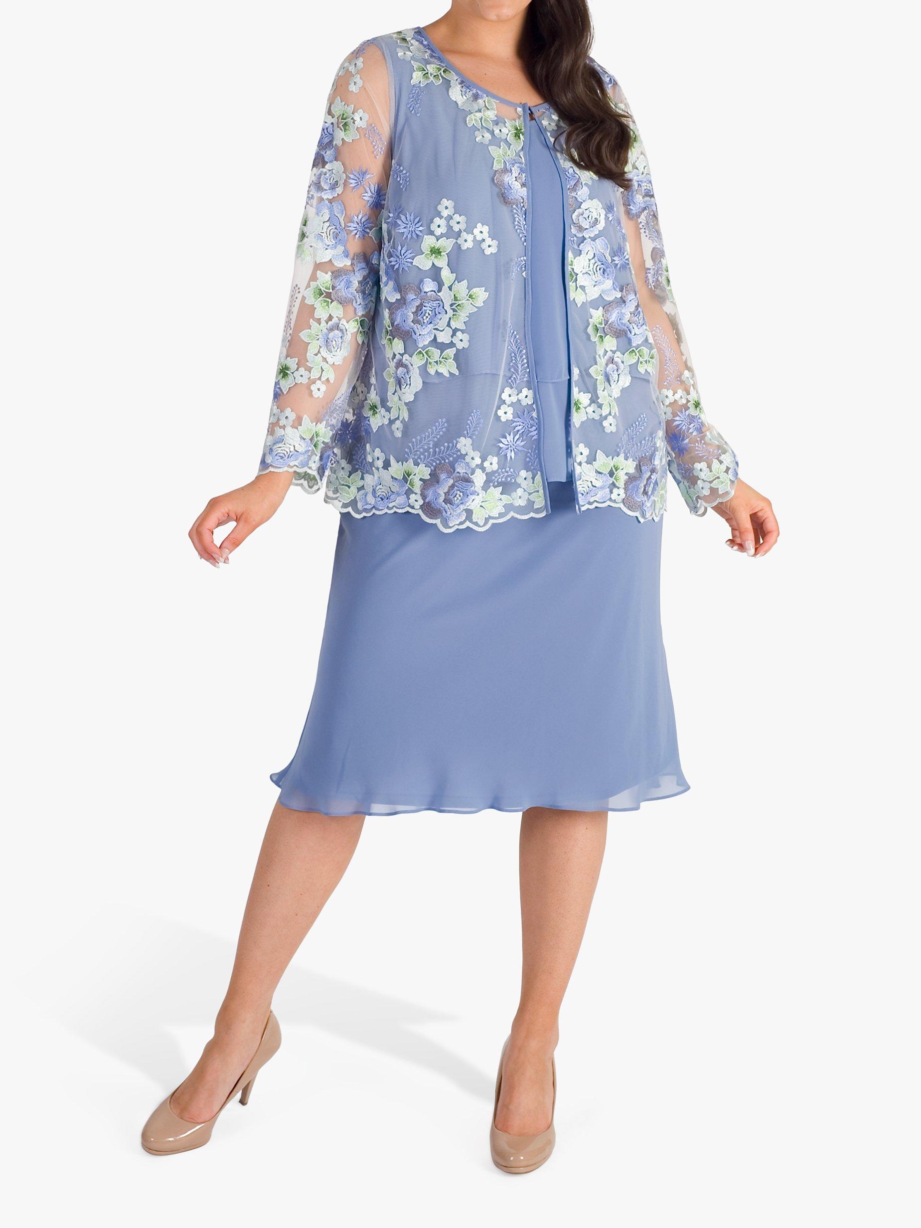 Product image 3 of 5, which shows chesca Bluebell Floral Jacket, Bluebell, 16