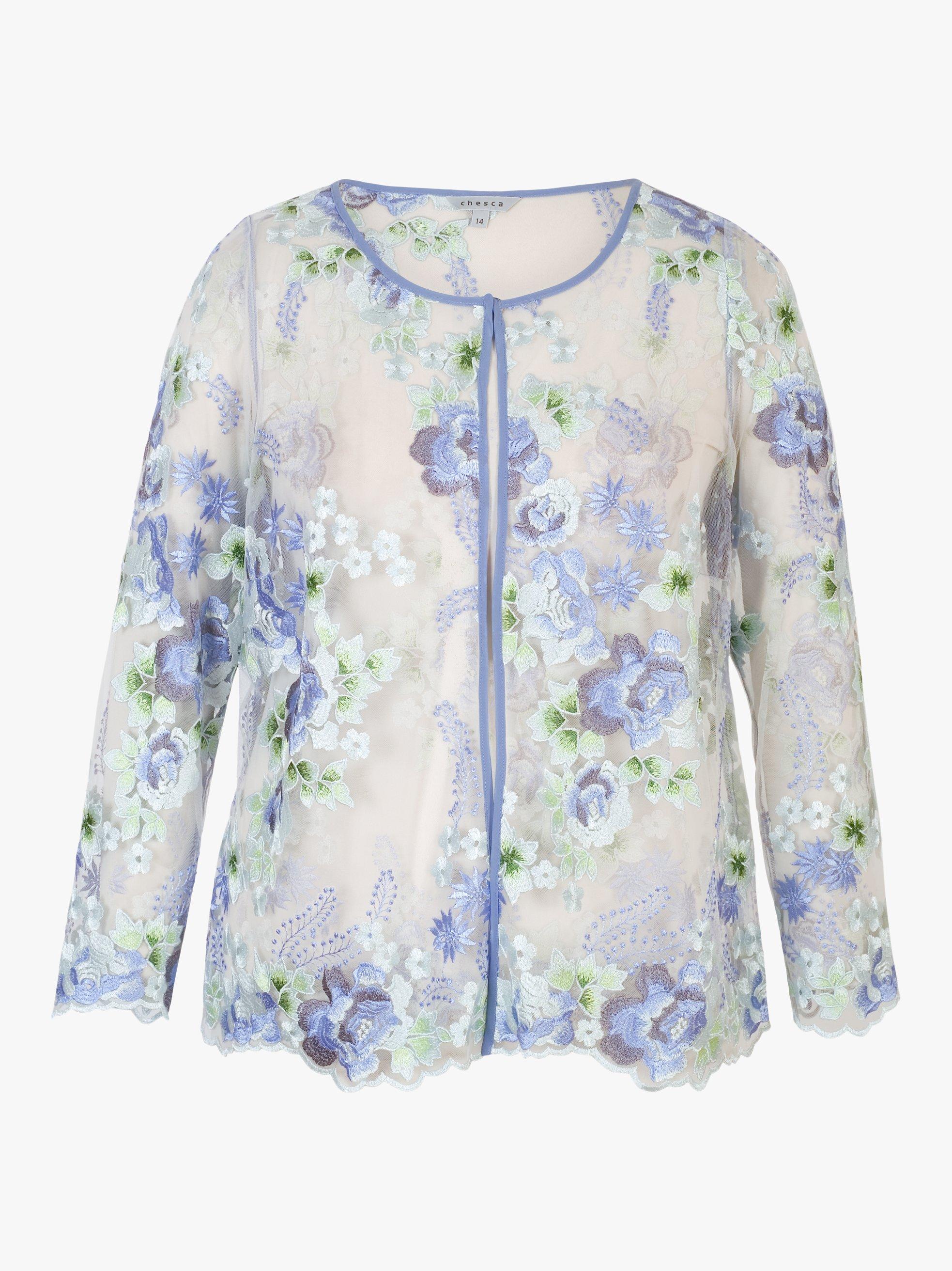 Product image 4 of 5, which shows chesca Bluebell Floral Jacket, Bluebell, 16