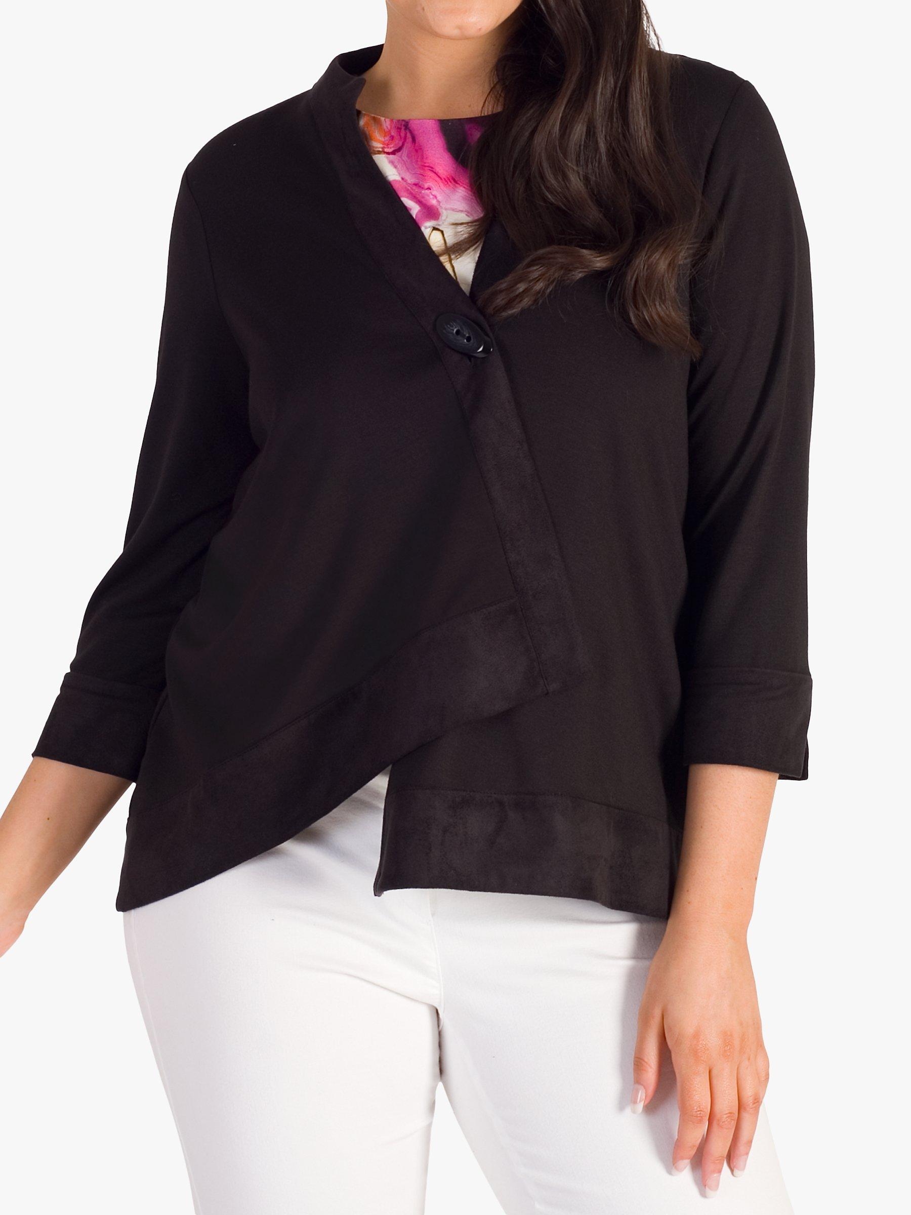 chesca Suedette Trim Jacket, Black