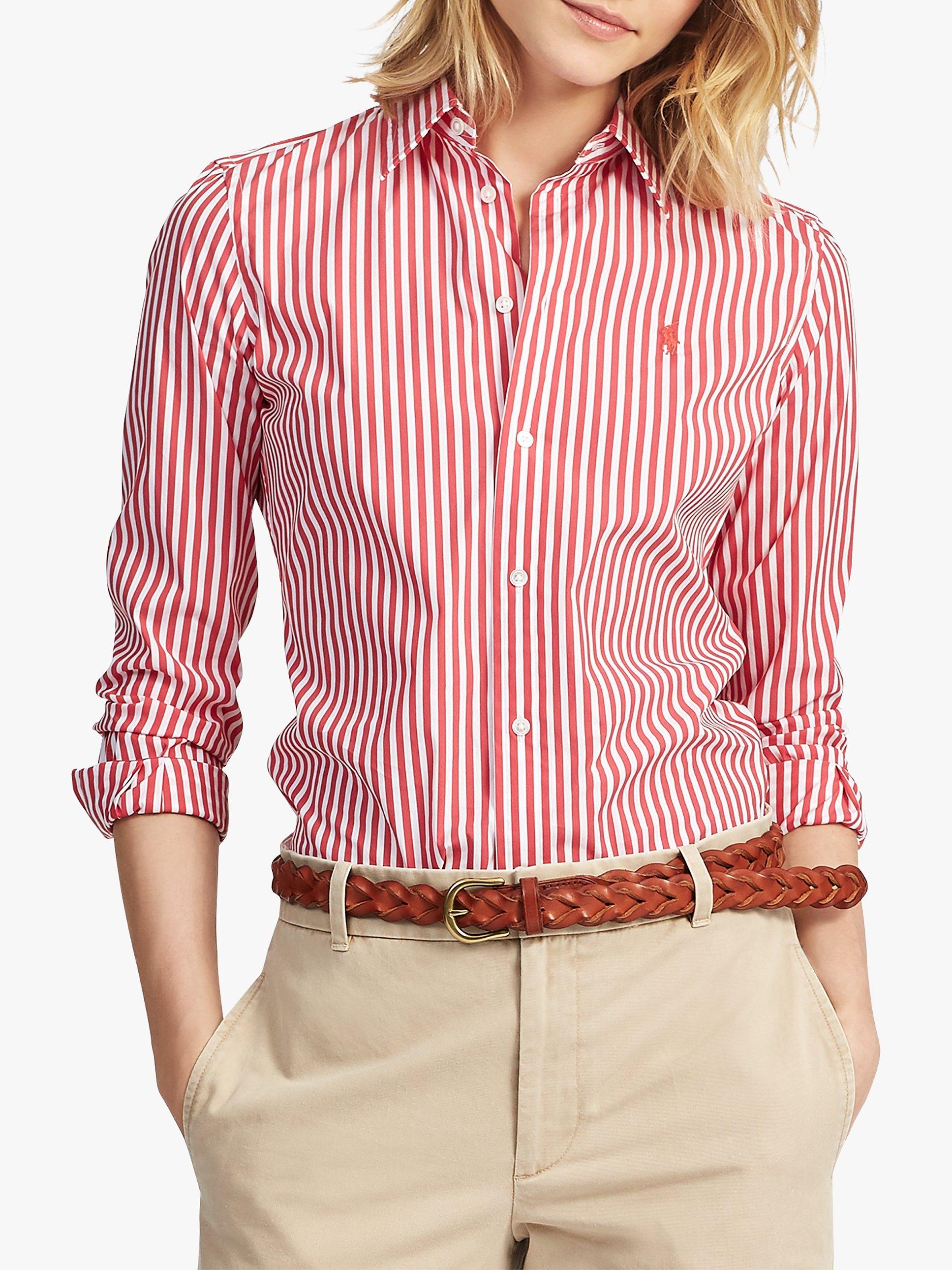 Polo Ralph Lauren Kendal Stripe Shirt, White/Cactus Flower