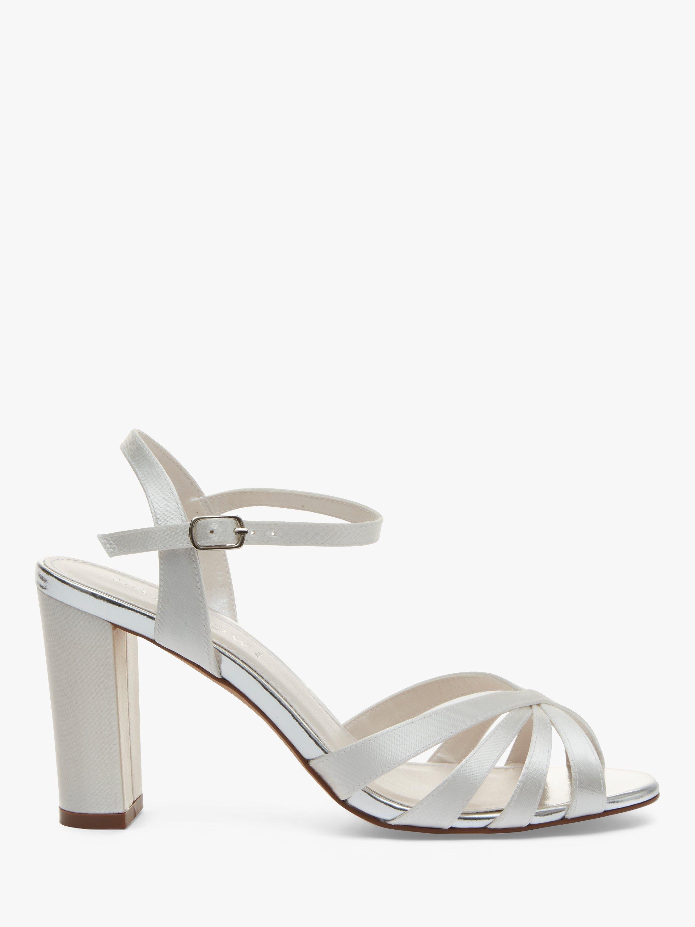 Rainbow Club Blake Block Heel Sandals, Ivory Satin