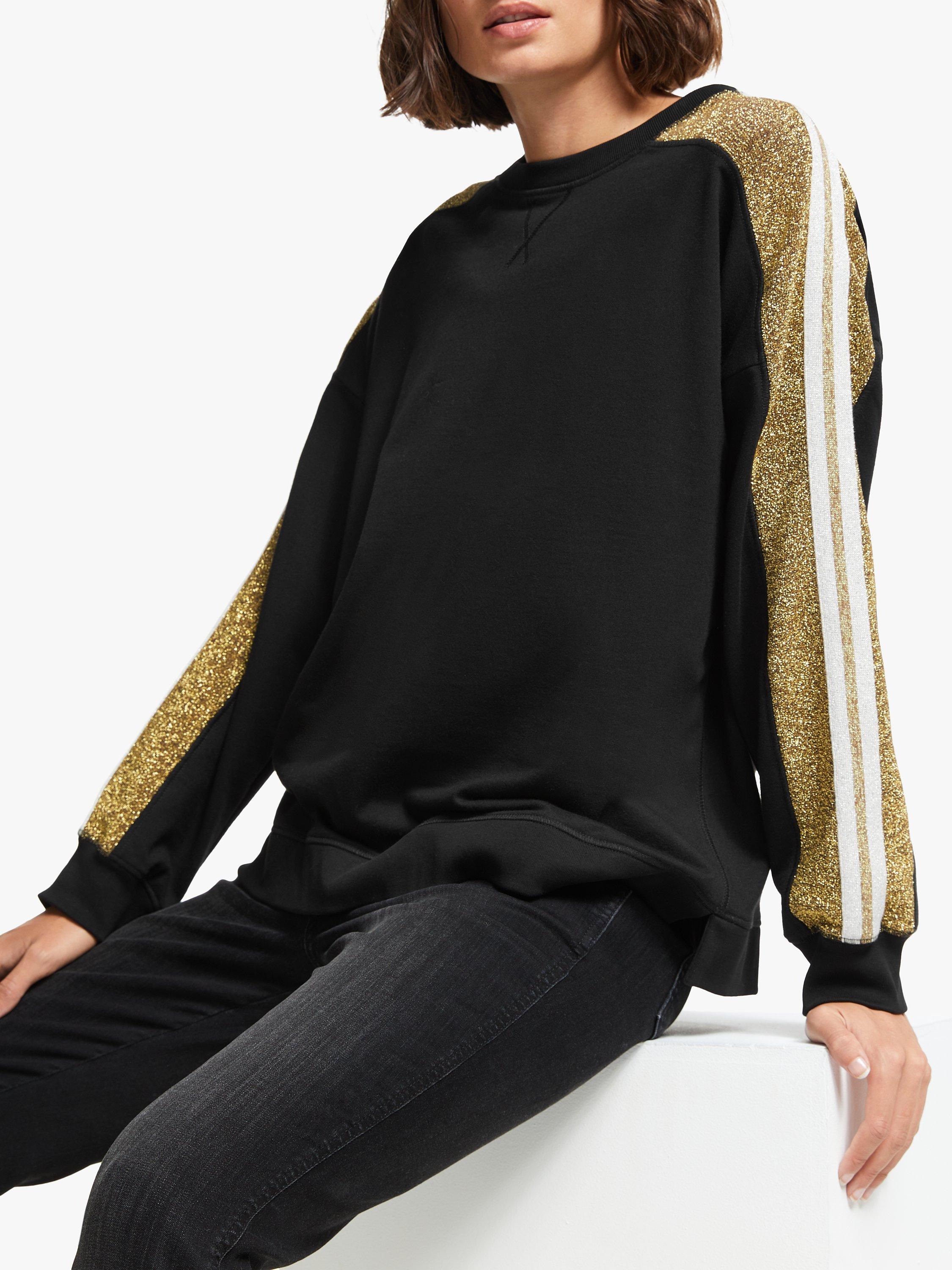 AND/OR Mila Glitter Stripe Sweatshirt, Black/Gold