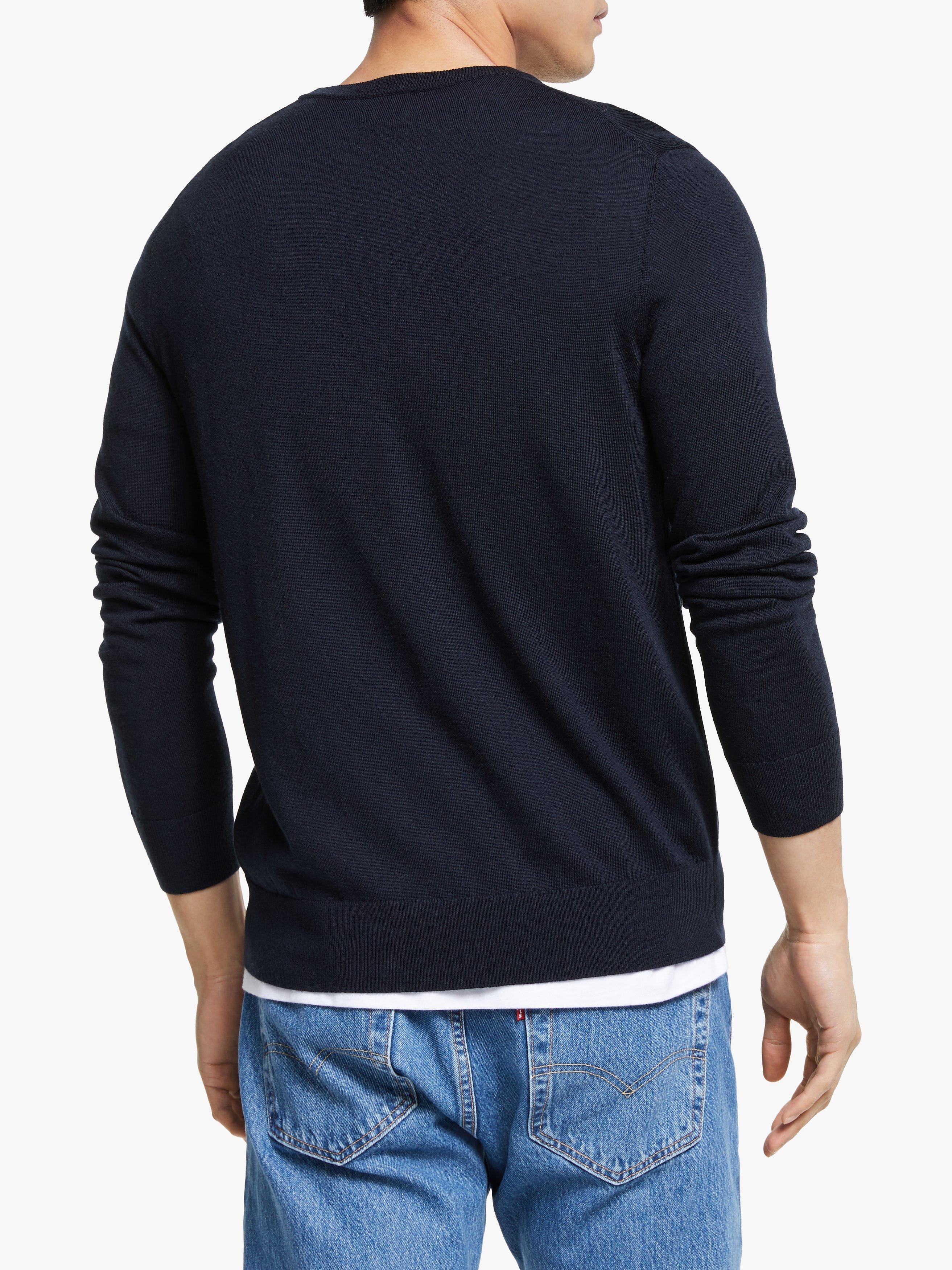 Product image 2 of 6, which shows John Lewis Extra Fine Merino Wool Crew Neck Jumper, Navy, M