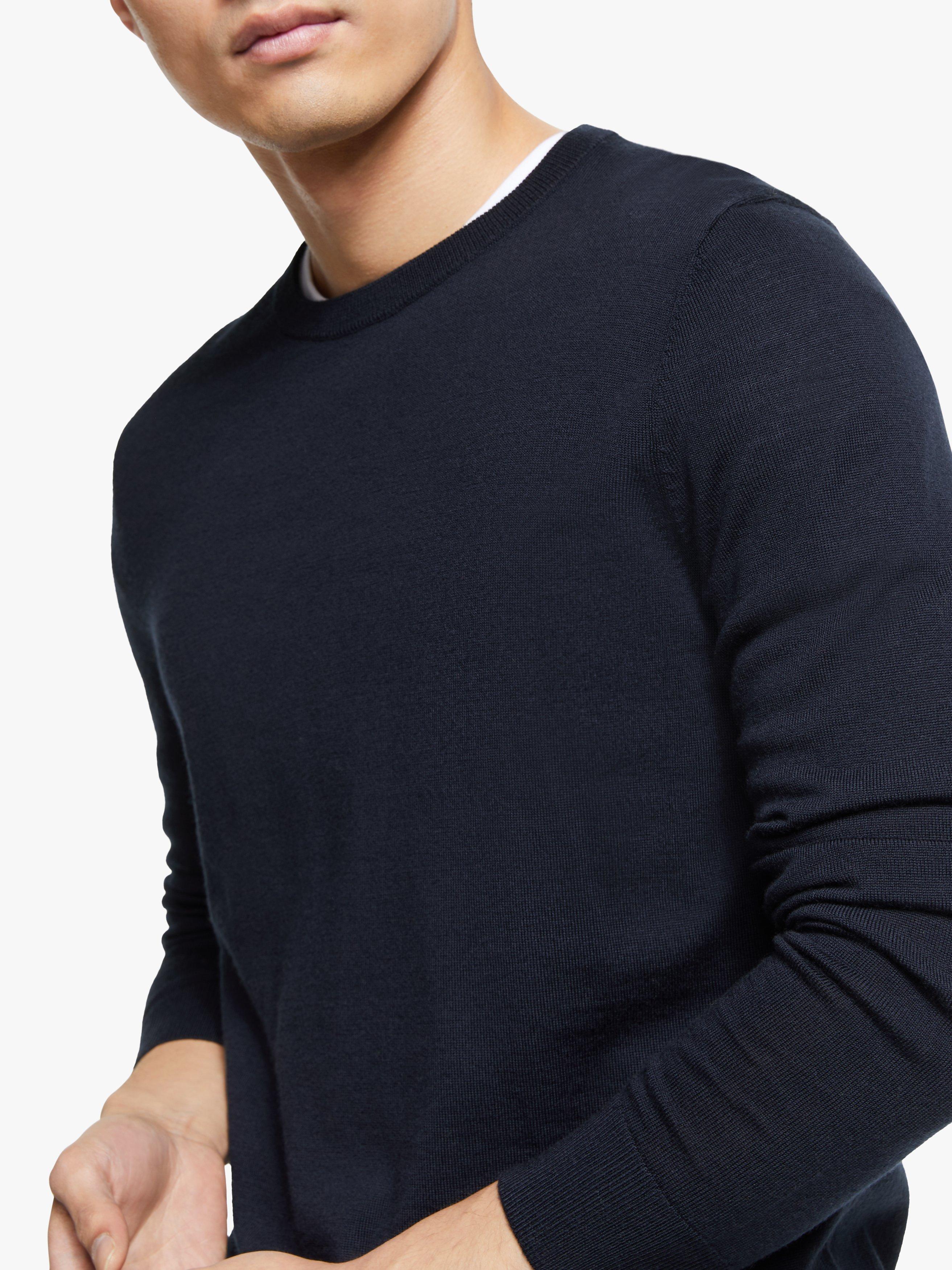 Product image 5 of 6, which shows John Lewis Extra Fine Merino Wool Crew Neck Jumper, Navy, M