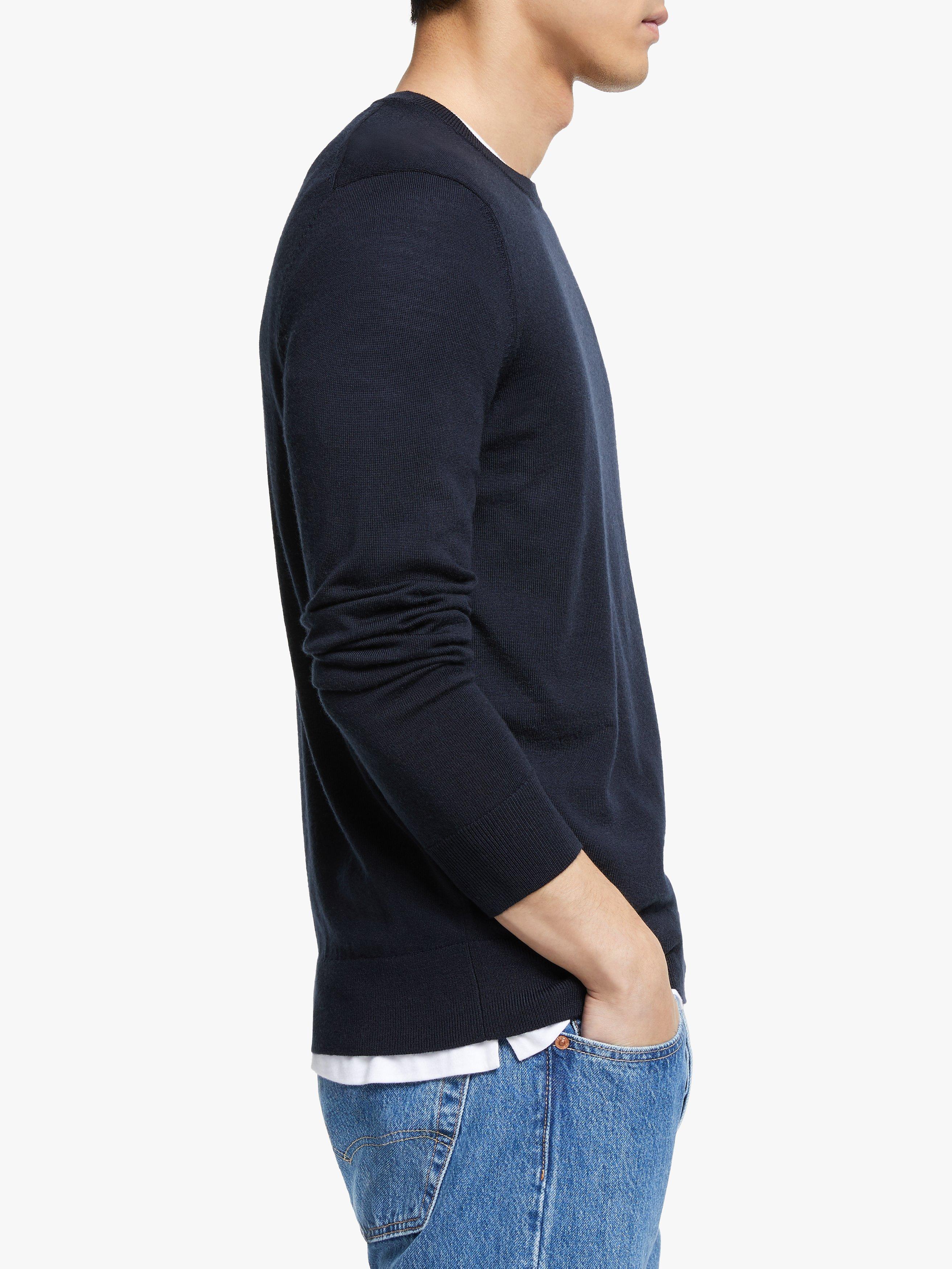 Product image 6 of 6, which shows John Lewis Extra Fine Merino Wool Crew Neck Jumper, Navy, M