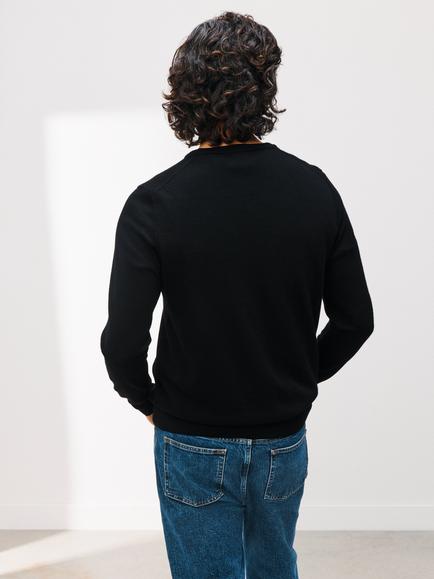 John Lewis Extra Fine Merino Wool V-Neck Jumper - view 2, Black