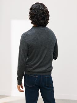 John Lewis Extra Fine Merino Wool V-Neck Jumper - view 2, Charcoal