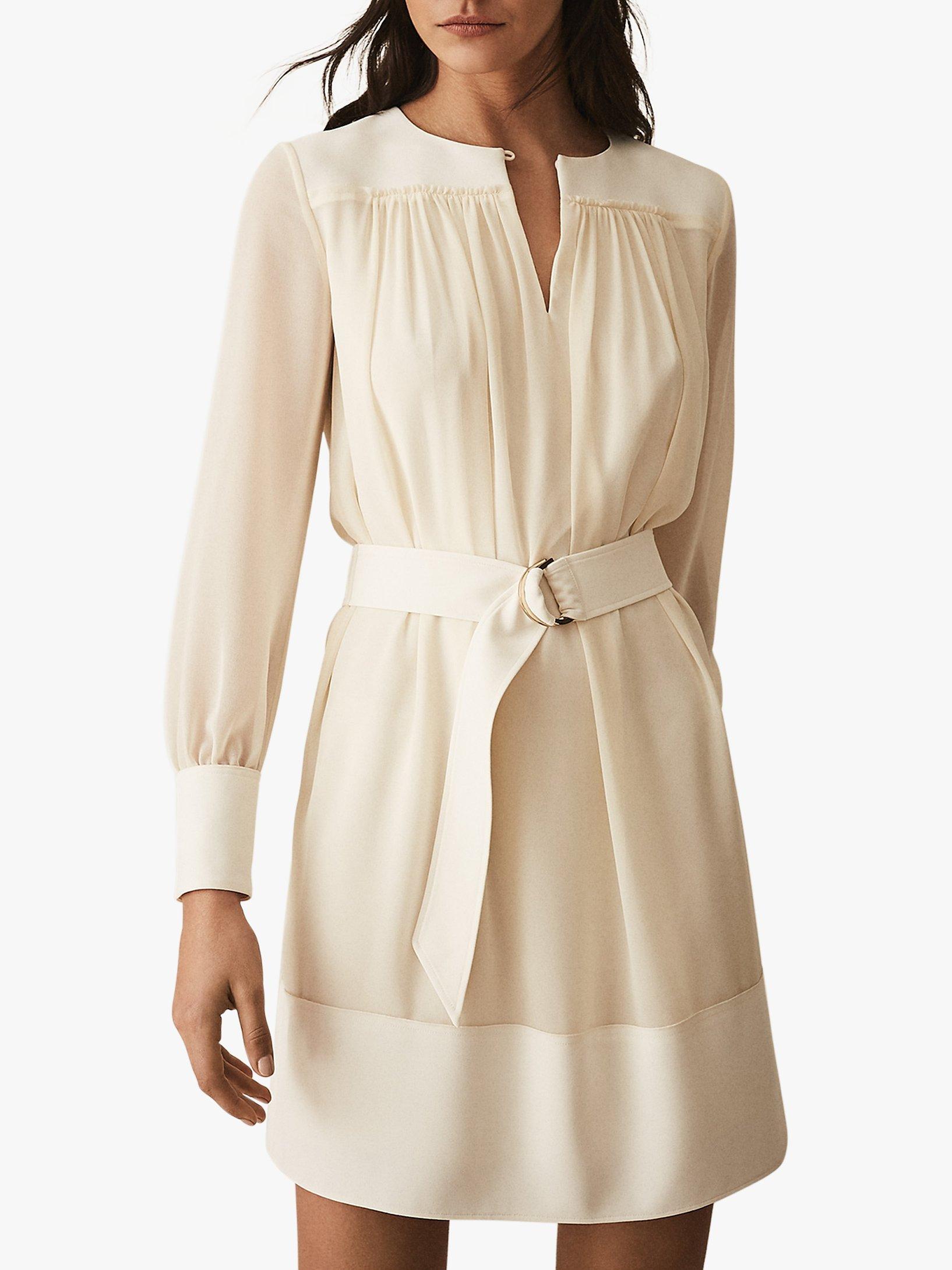 Reiss Finn Soft Sheer Dress Ivory