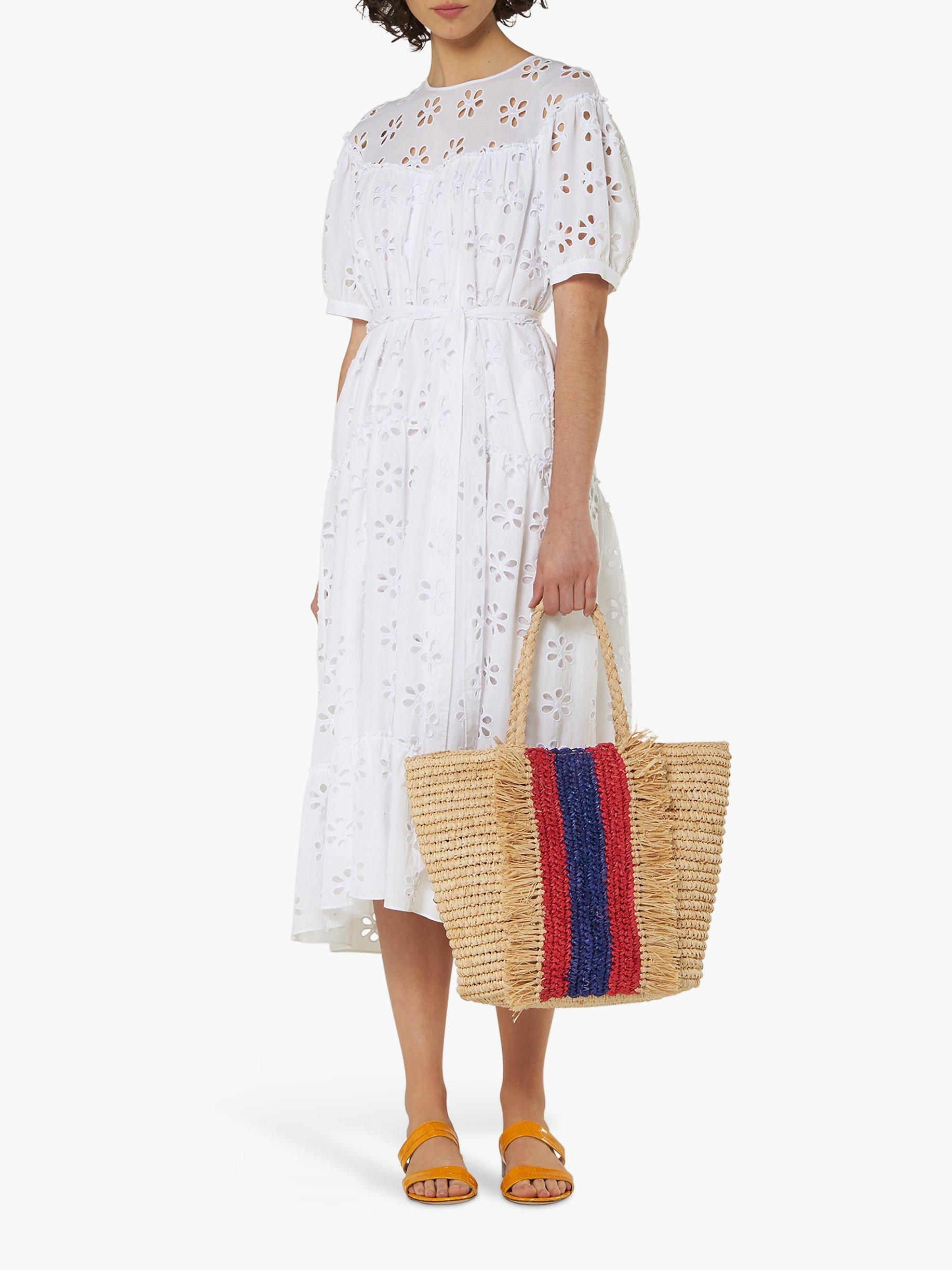 L.K.Bennett Rego Broderie Anglaise Dress, White