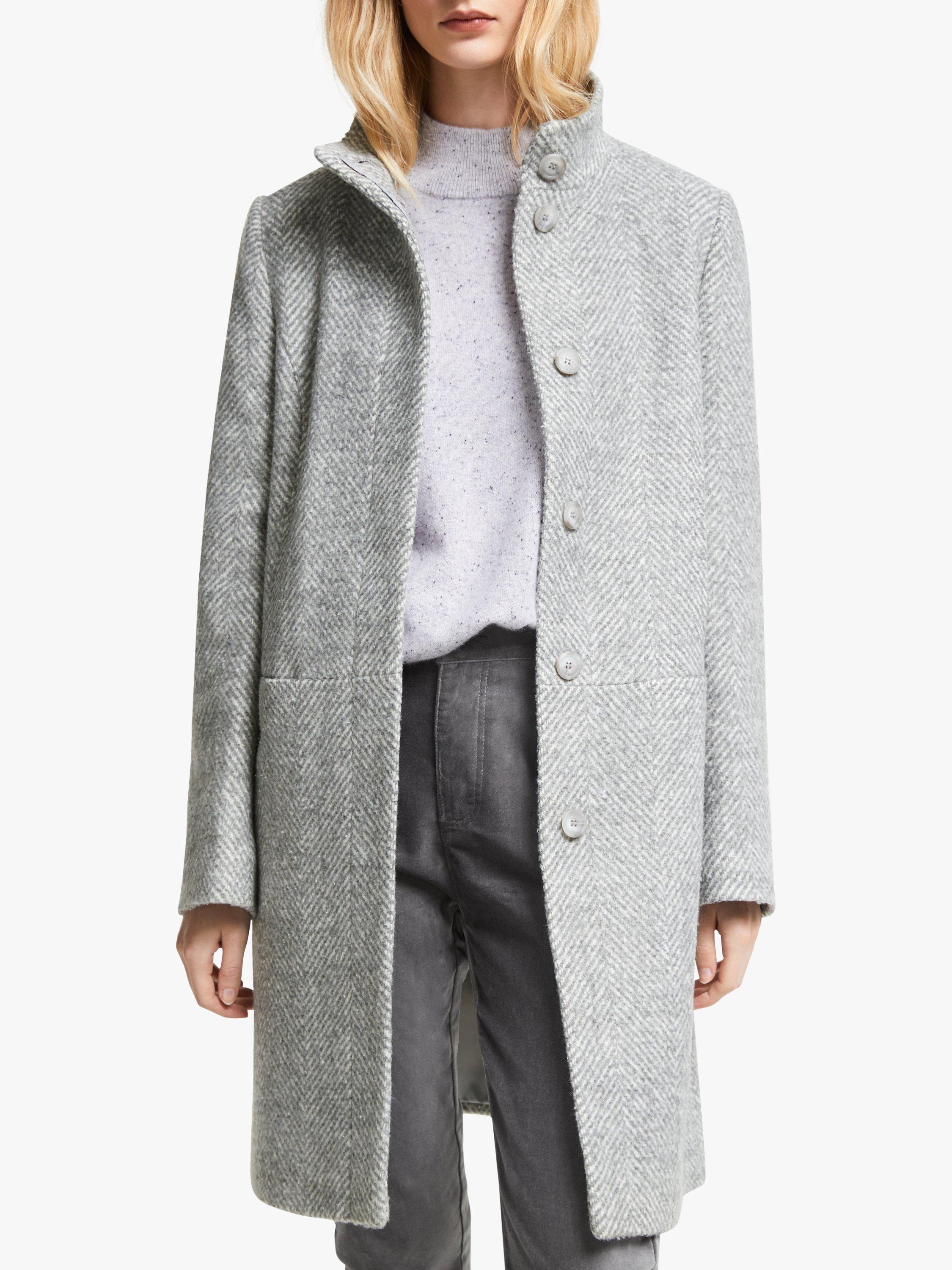 John Lewis & Partners Funnel Neck Coat, Grey Texture