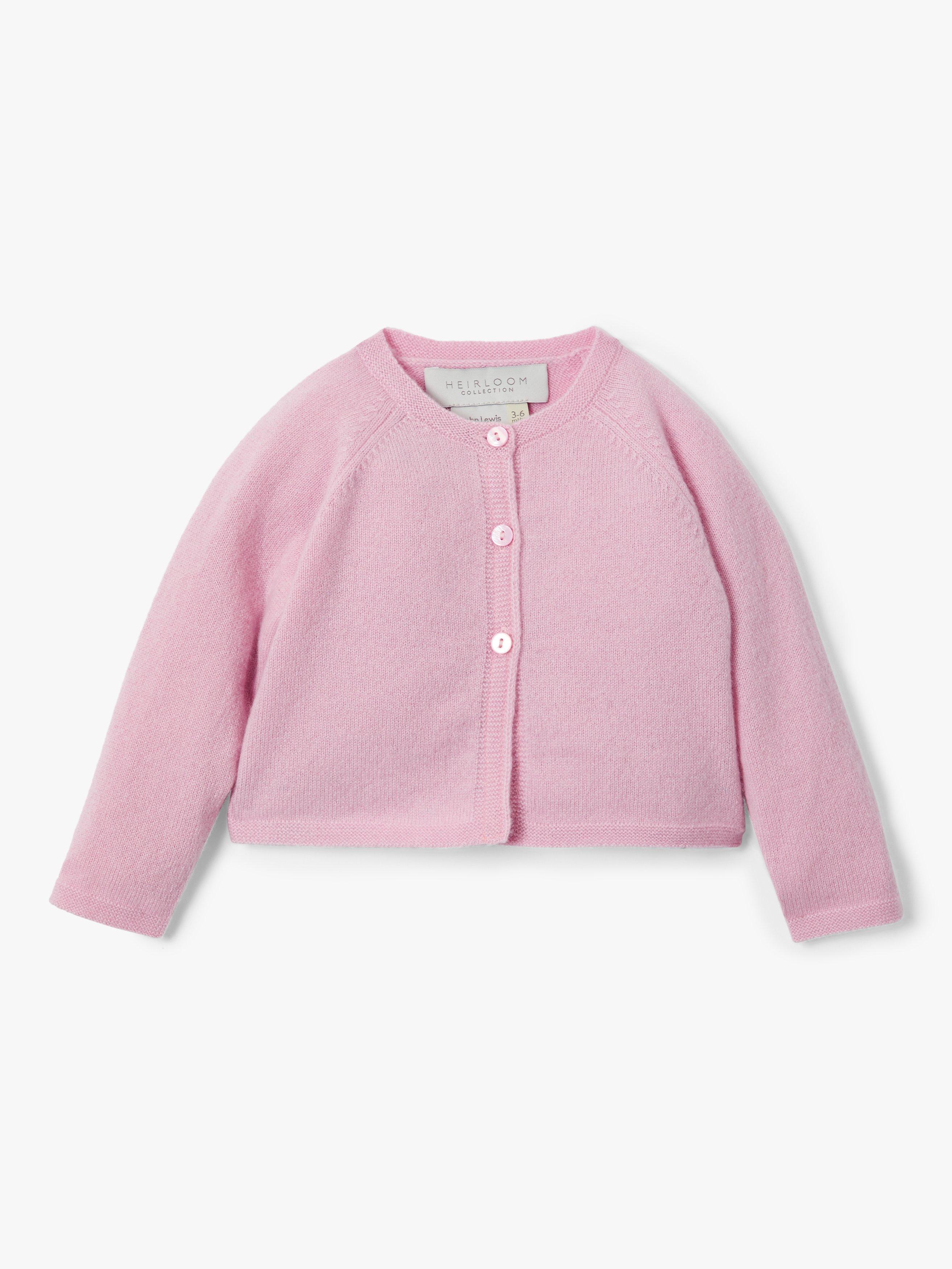 John Lewis & Partners Heirloom Collection Baby Cashmere Cardigan, Pink