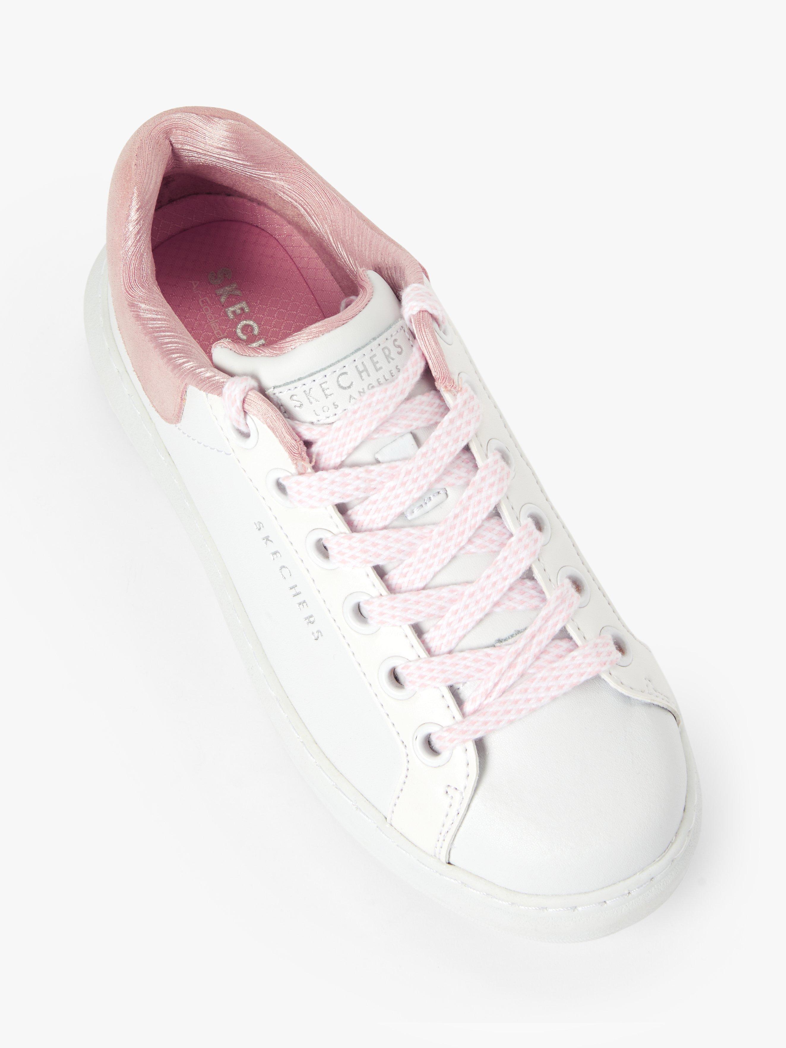 Skechers High Street Lace Up Trainers White Pink Leather