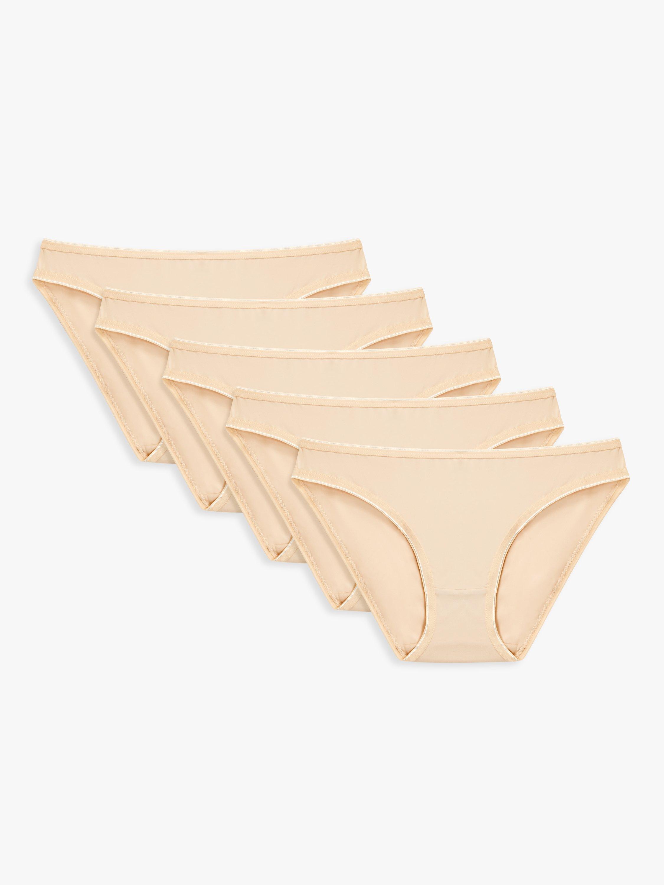 John Lewis ANYDAY Microfibre Bikini Knickers, Pack of 5, Nude, 8