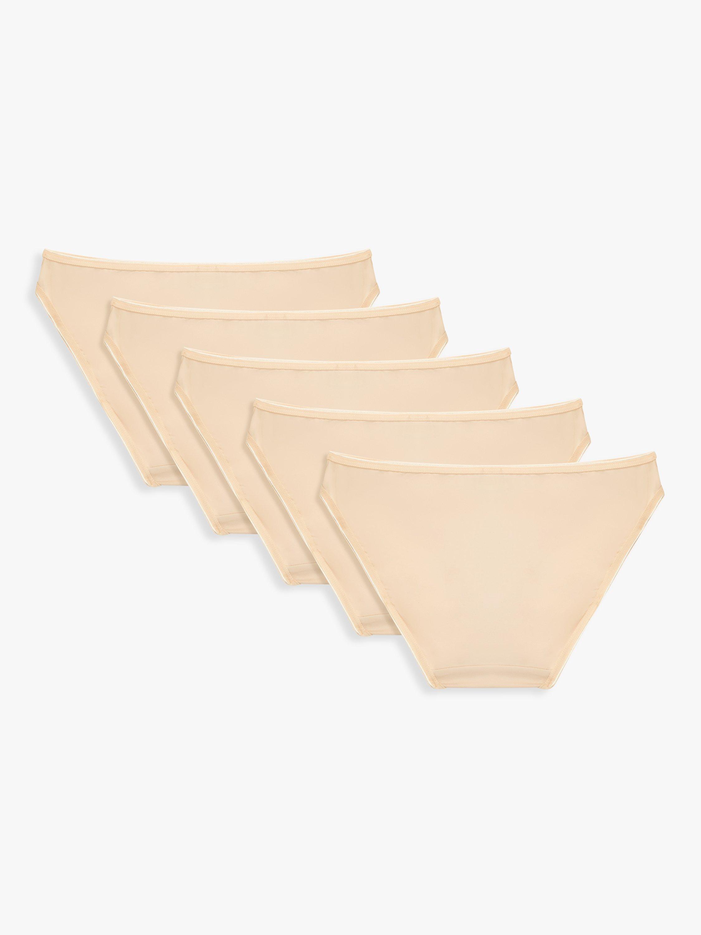 John Lewis ANYDAY Microfibre Bikini Knickers, Pack of 5, Nude, 8