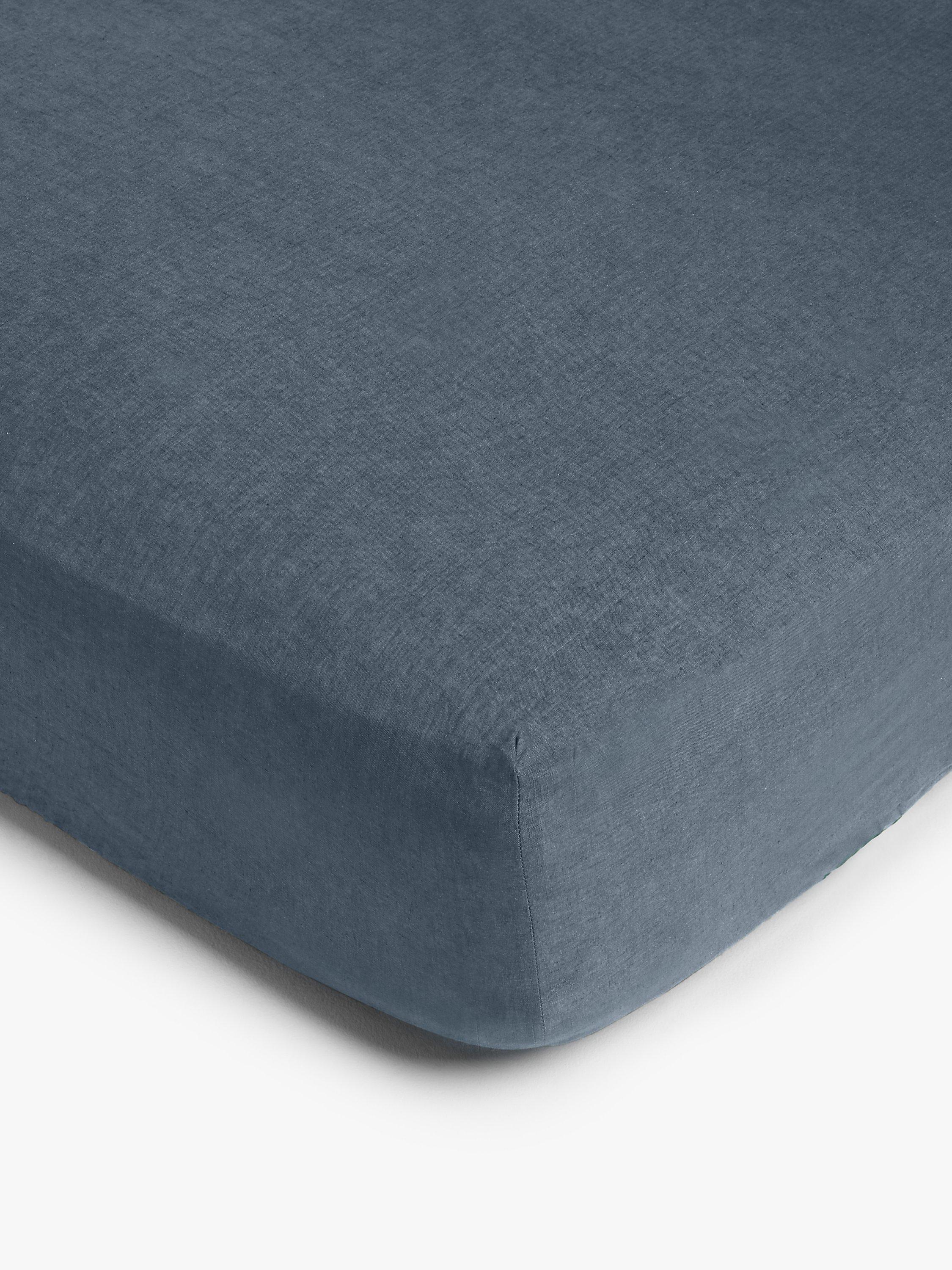 John Lewis Comfy & Relaxed 100% Linen Fitted Sheet, Loch Blue