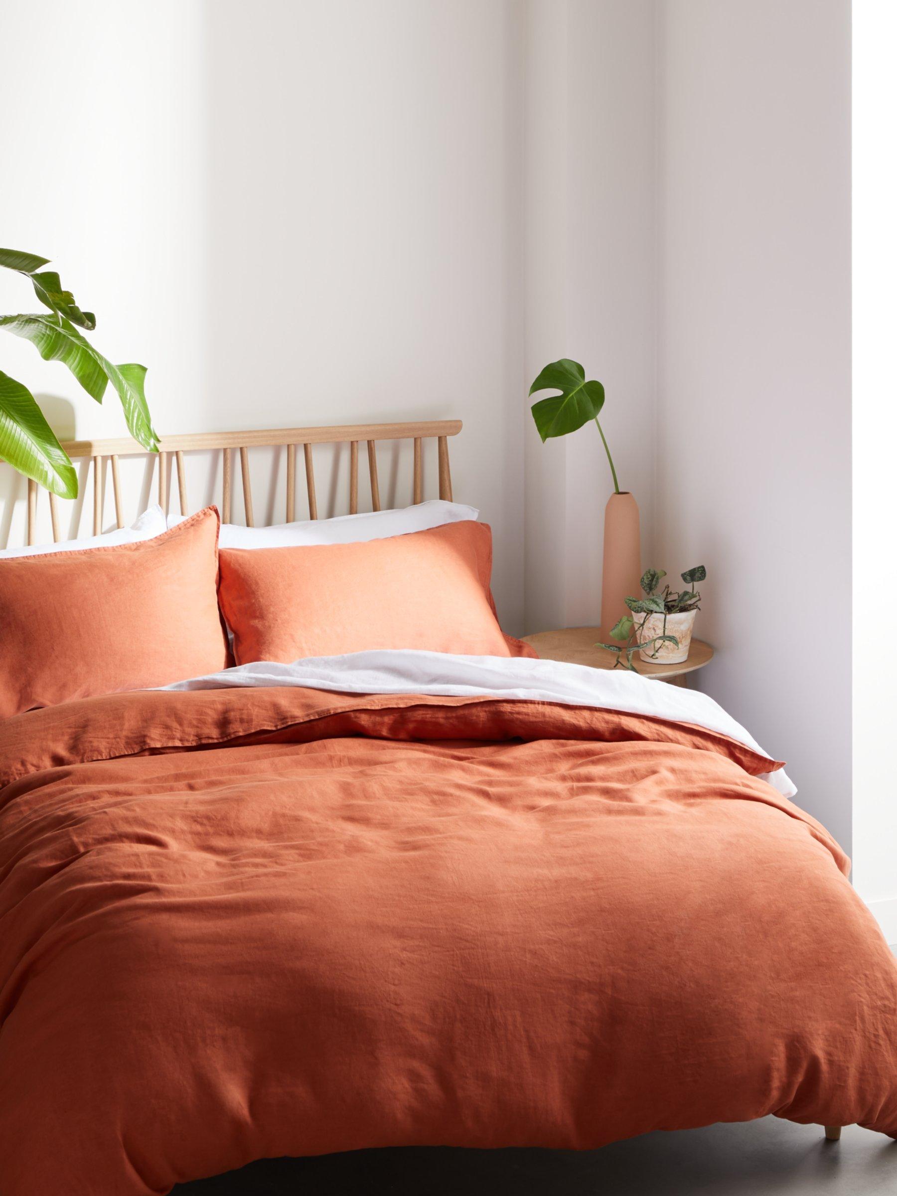 John Lewis & Partners 100% Linen Bedding, Orange