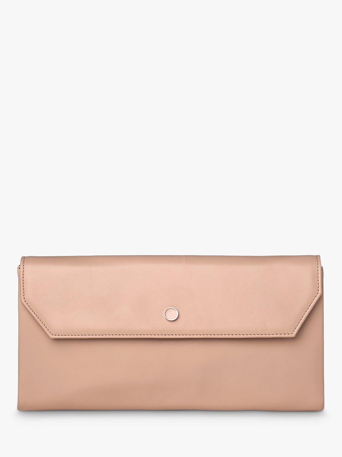 L.K.Bennett Dora Leather Clutch Bag, Natural Beige