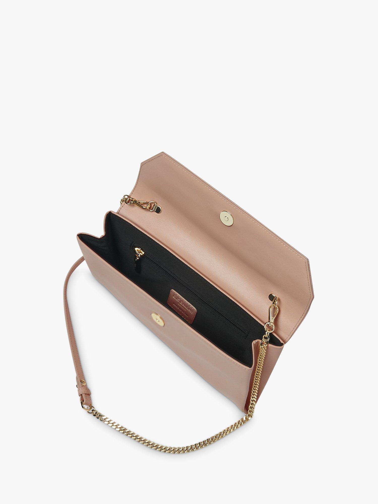 L.K.Bennett Dora Leather Clutch Bag, Natural Beige