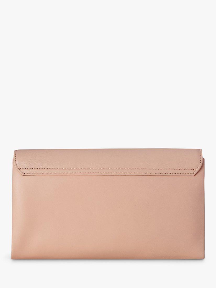 L.K.Bennett Dora Leather Clutch Bag, Natural Beige