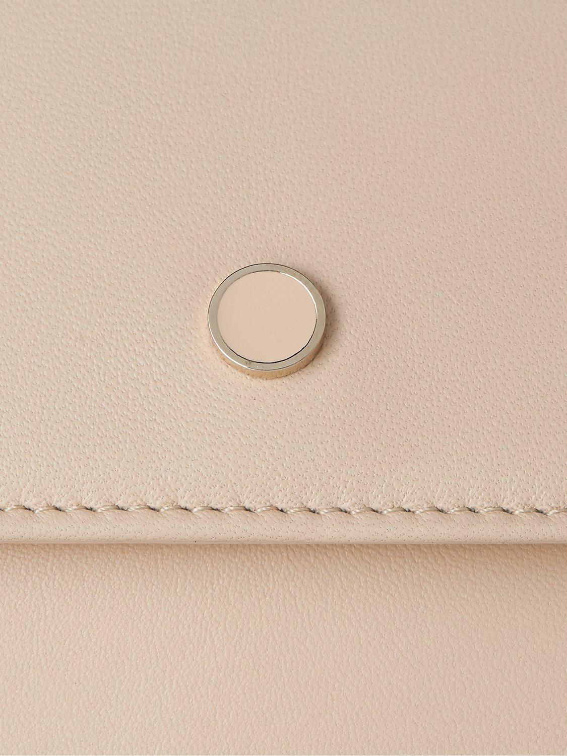 L.K.Bennett Dora Leather Clutch Bag, Natural Beige