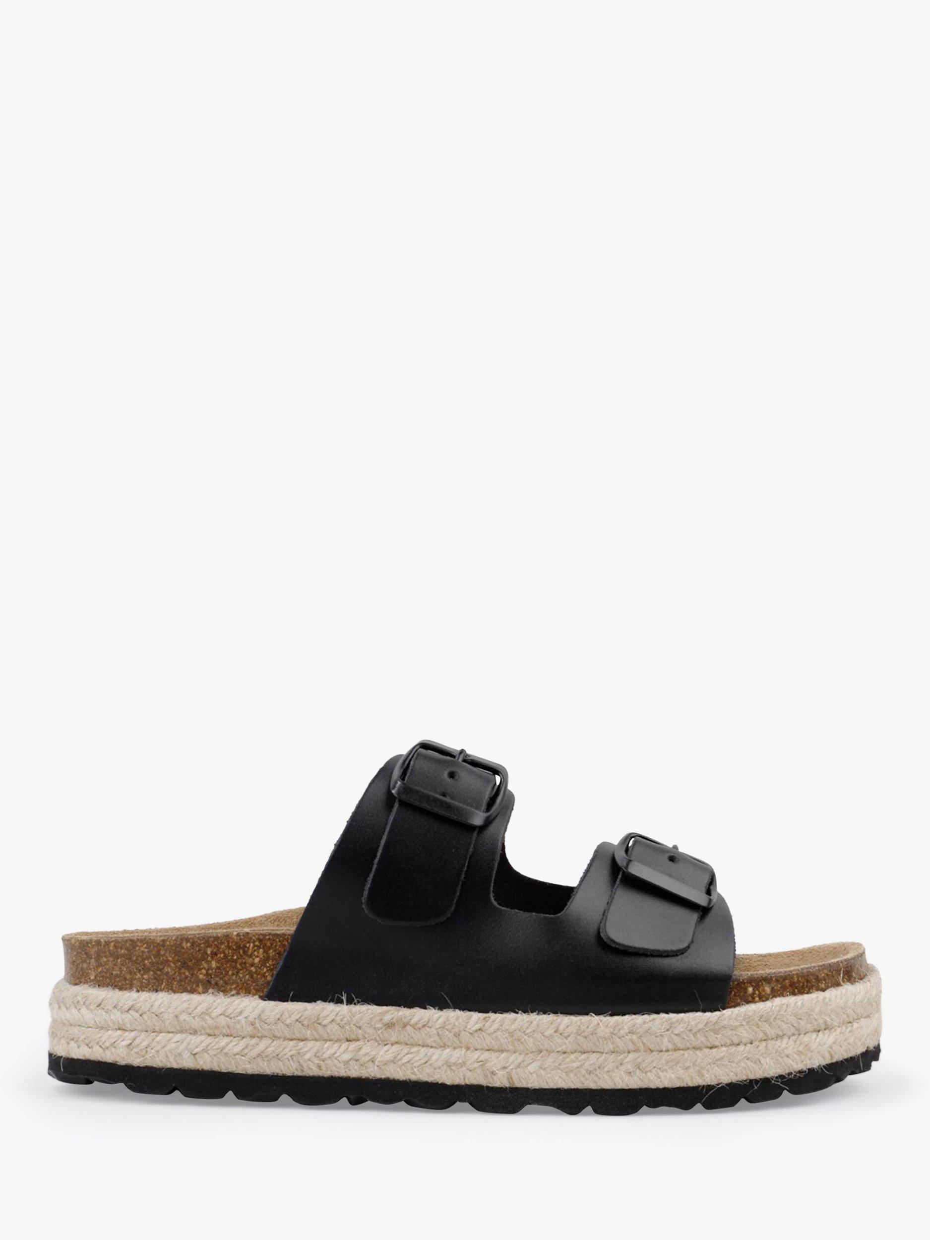 HUSH Woodstock Double Strap Slider Sandals, Black, 8
