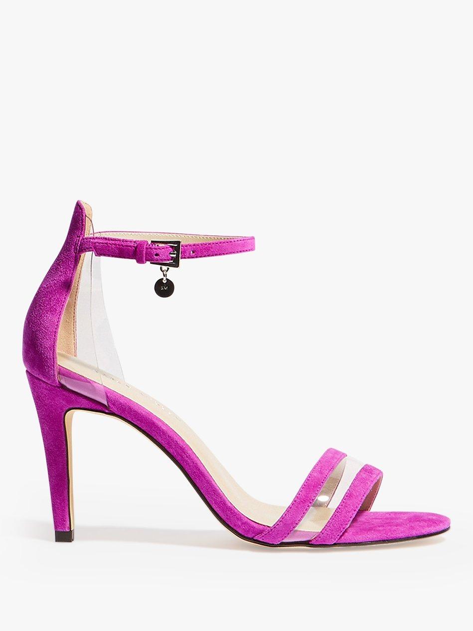 Karen Millen Double Strap Stiletto Heel Sandals, Magenta Suede