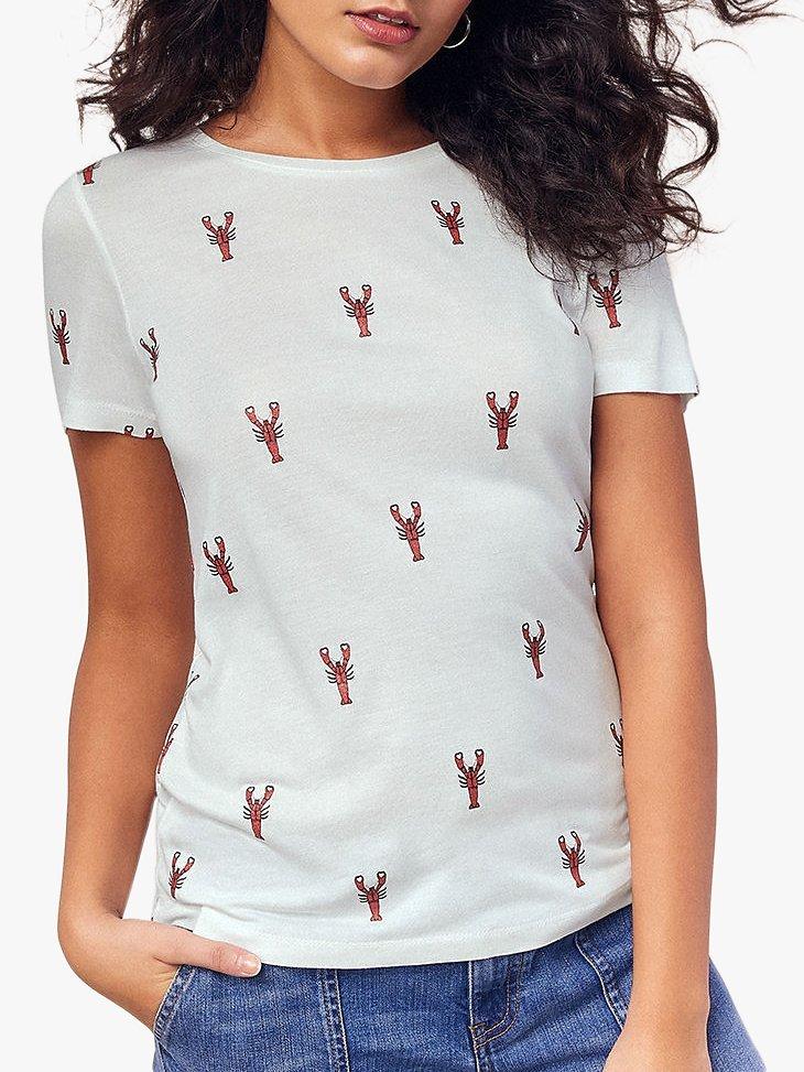 Oasis Glitter Lobster T-Shirt, White/Multi