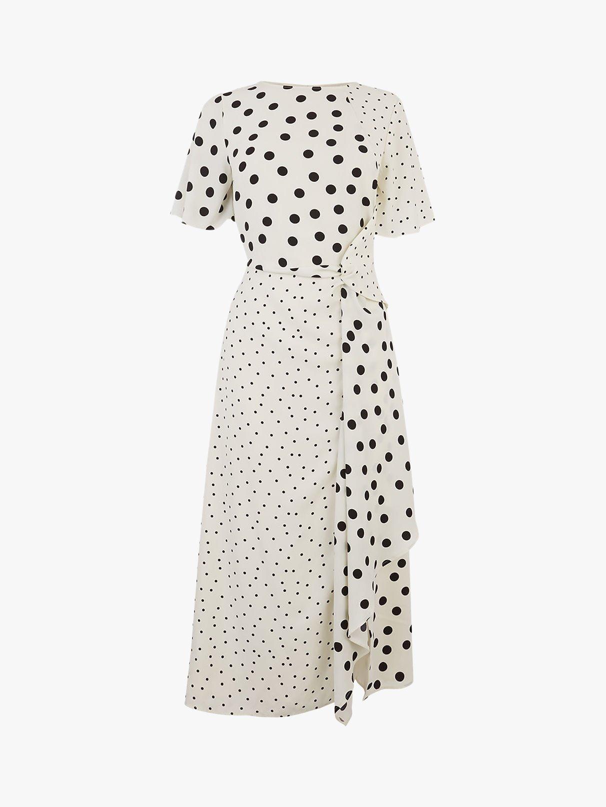 Oasis Patched Spot Dress Black White