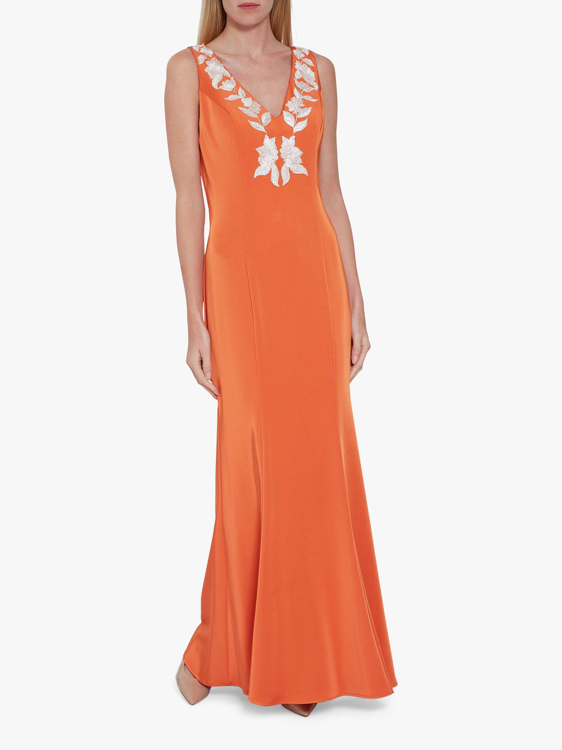 Gina Bacconi Asuka Dress, Orange, 10