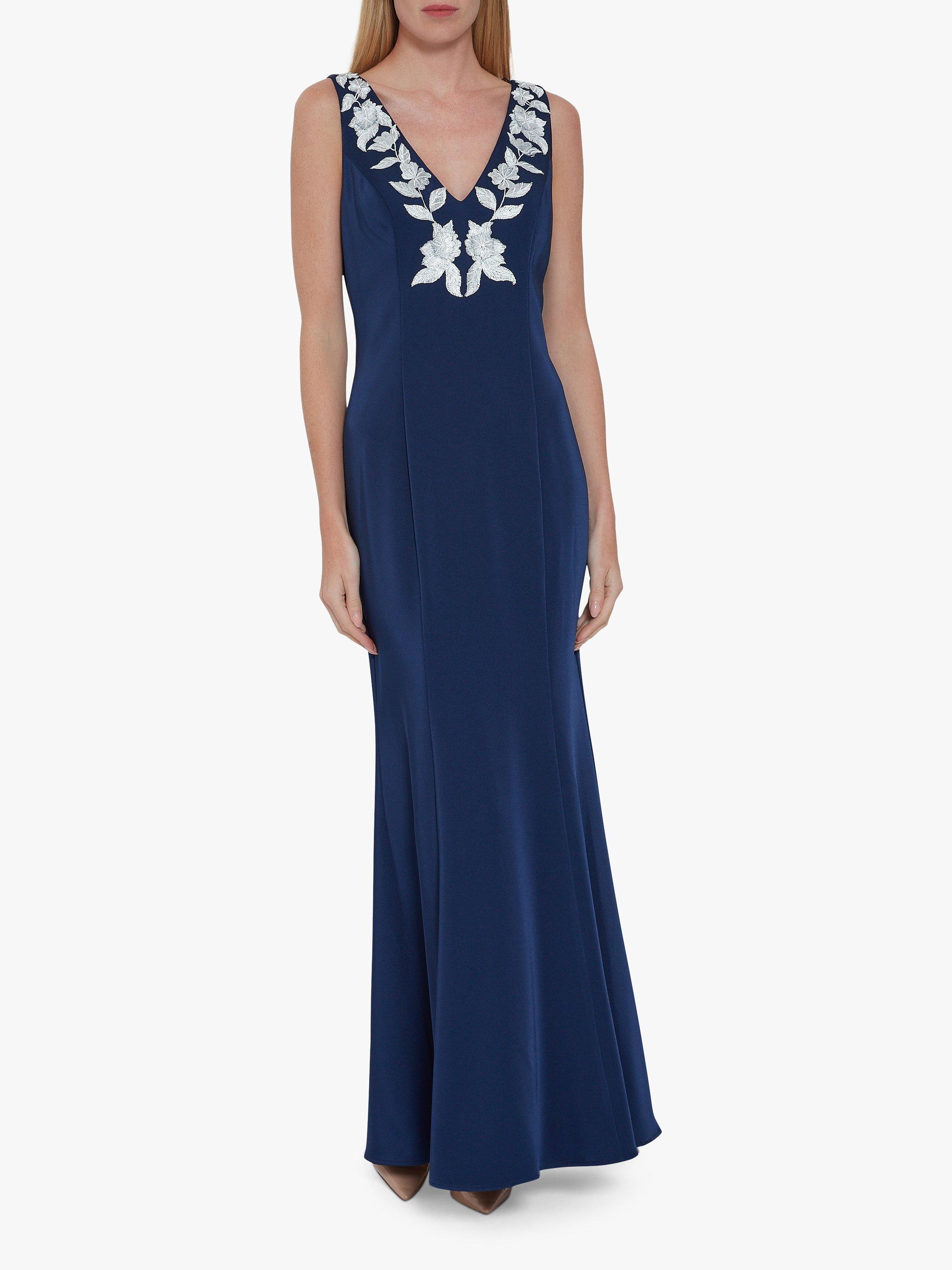 Gina Bacconi Asuka Dress, Light Navy, 20
