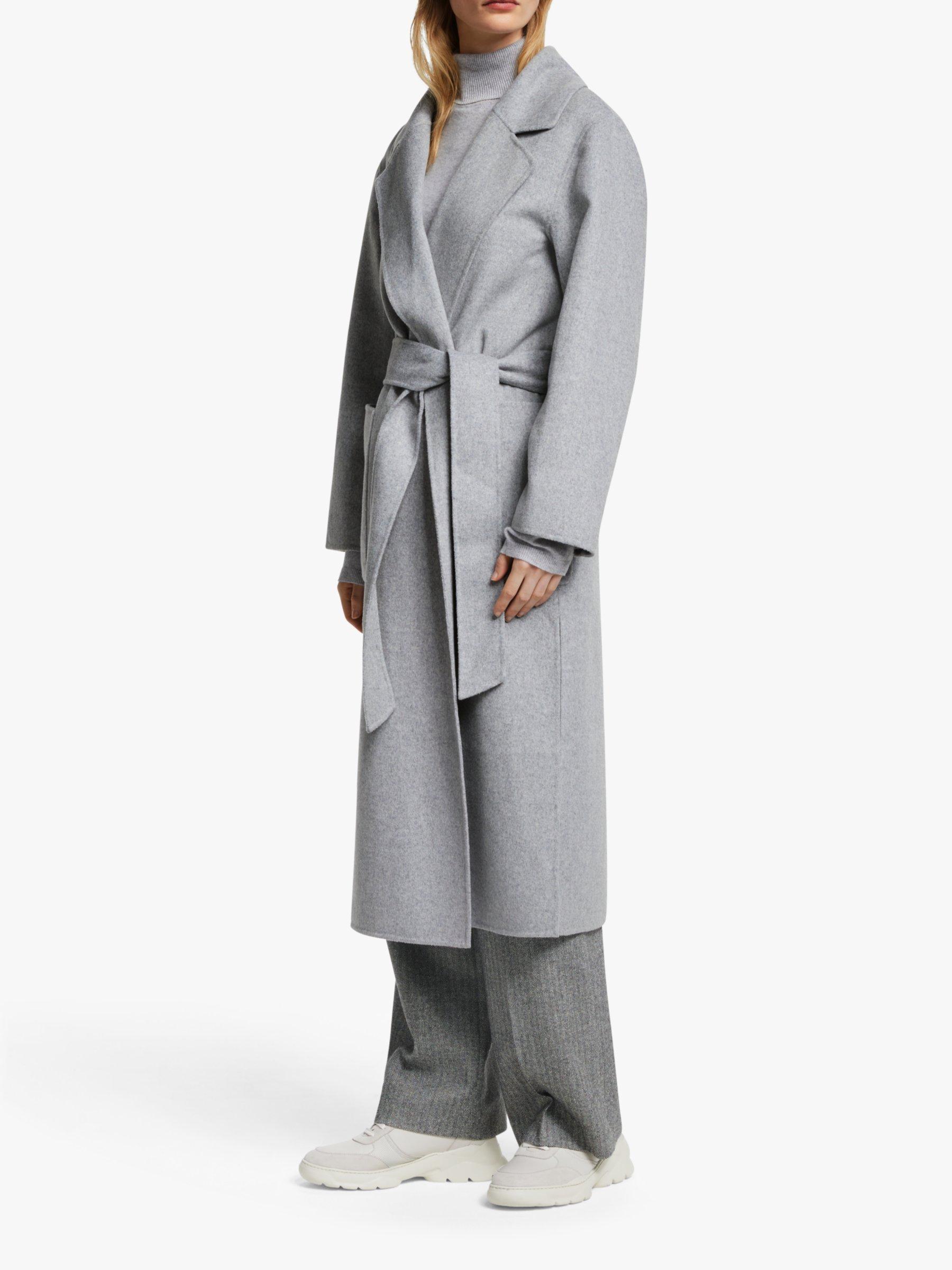John Lewis & Partners Wool Blend Patch Pocket Maxi Double Faced Wrap Coat, Grey