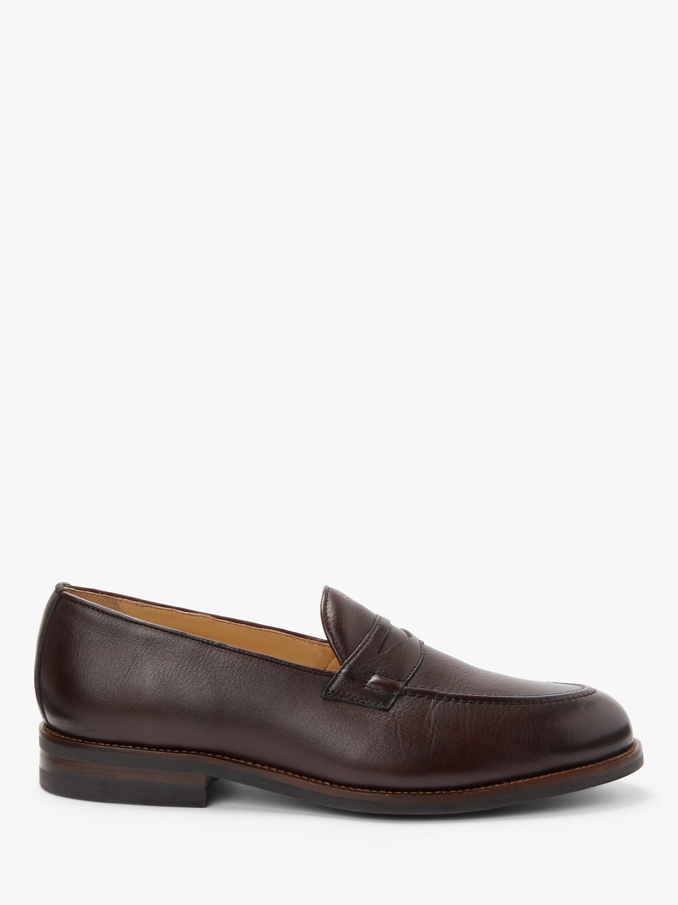 John Lewis Burlington Leather Penny Loafers, Red Choco