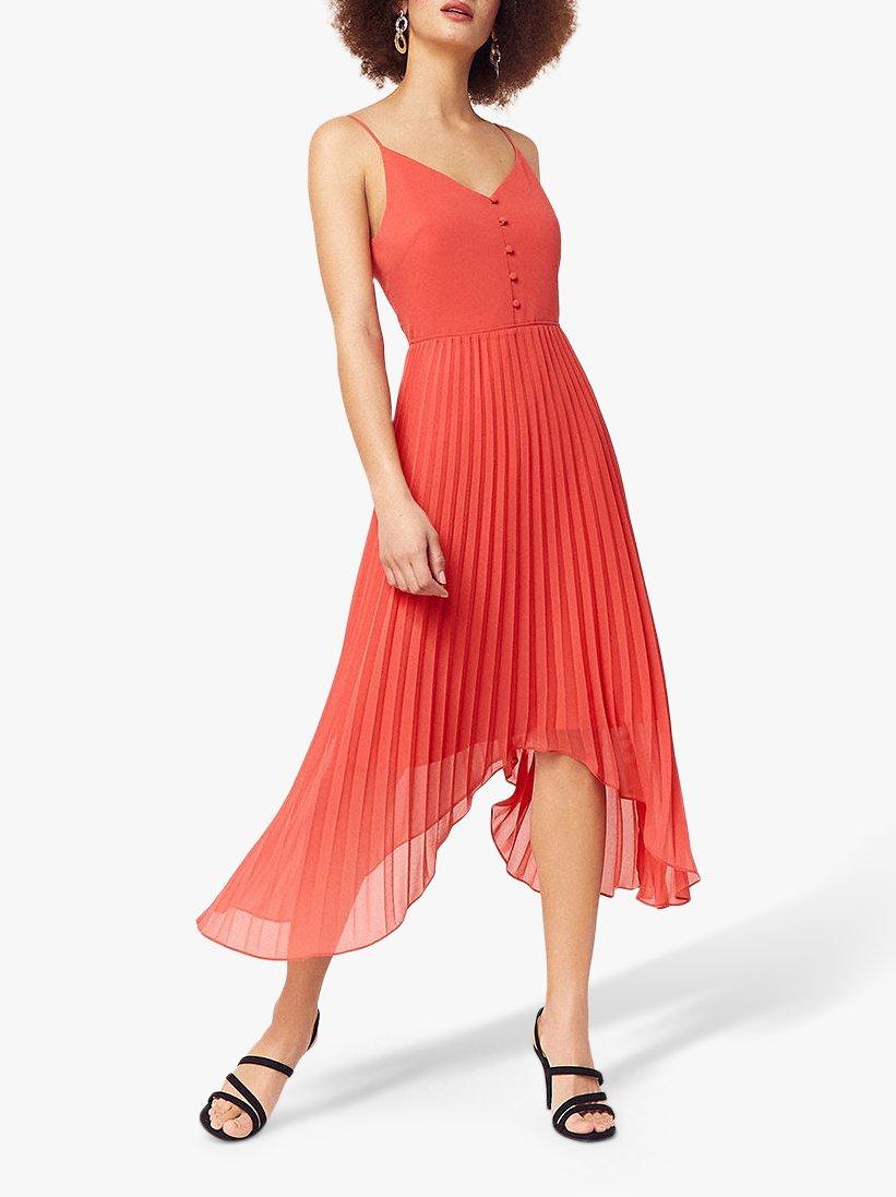 Oasis Cami Pleated Dress Coral