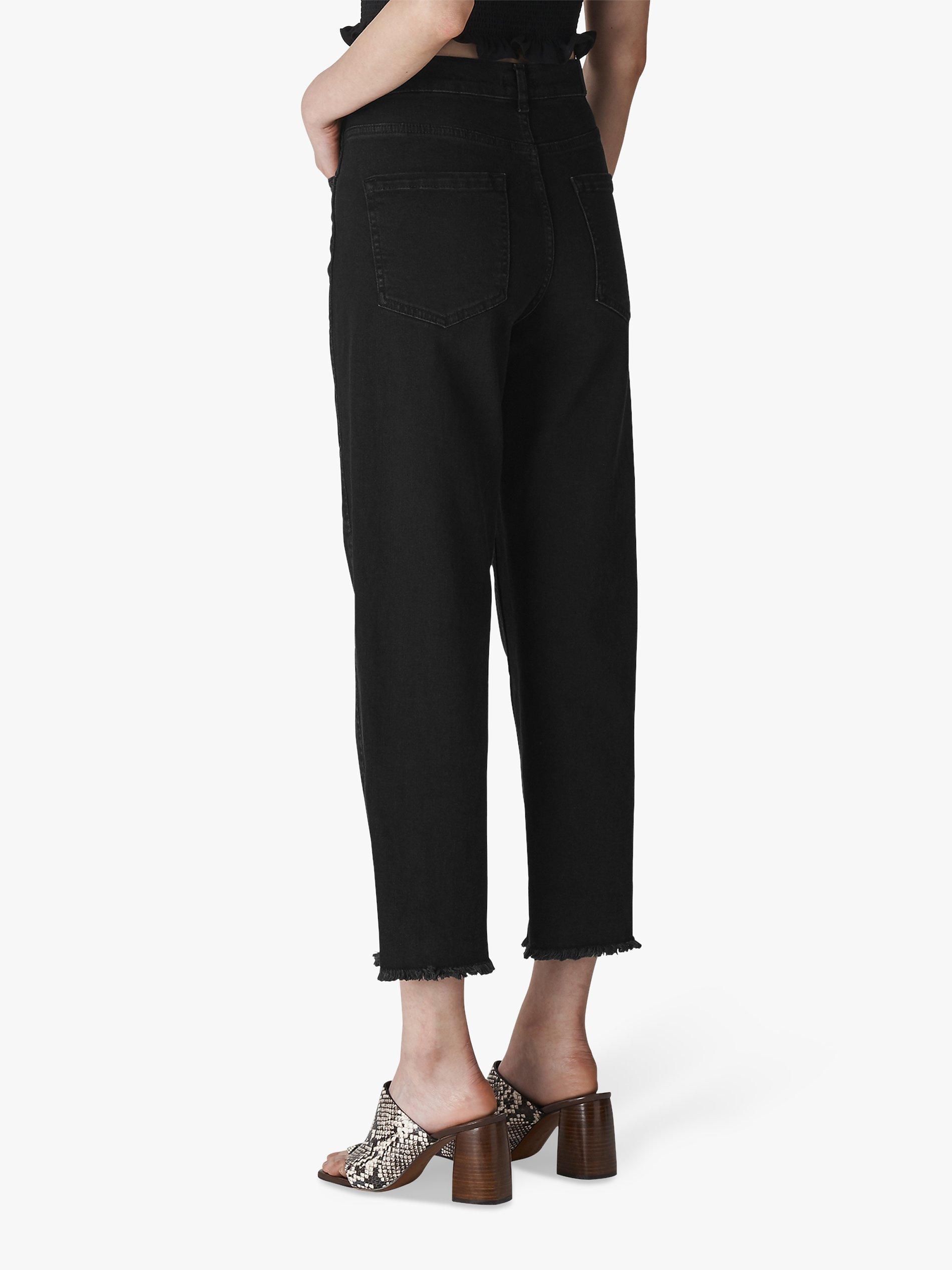 Product image 2 of 3, which shows Whistles High Waist Barrel Leg Jeans, Black, 26