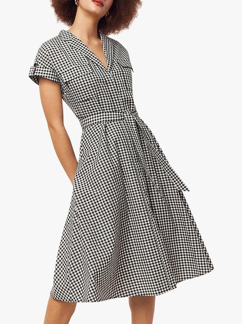 Oasis Gingham Shirt Dress Black White