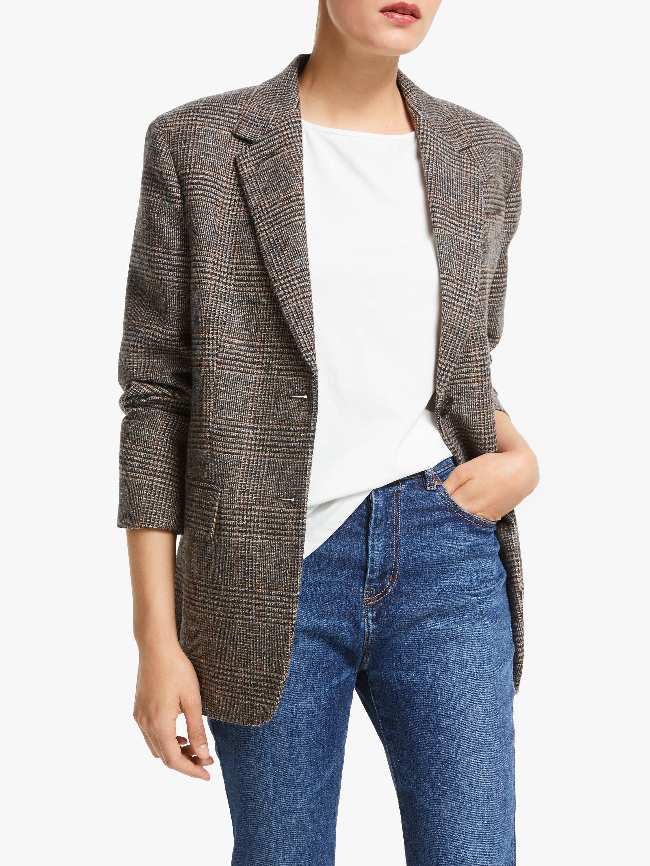 Weekend MaxMara Georgia Check Wool Blazer, Tobacco