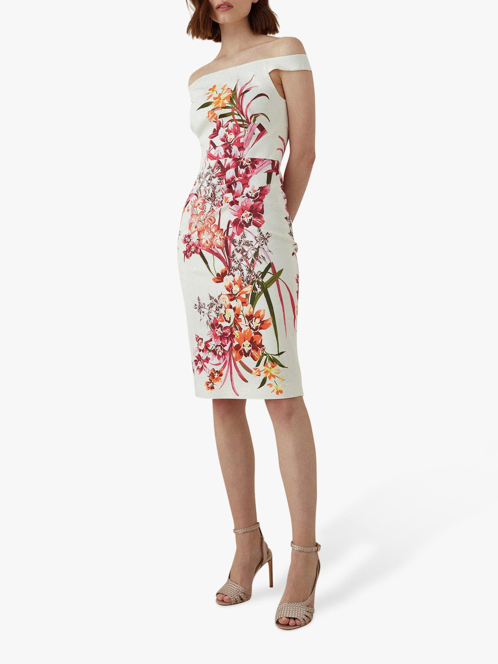 Karen Millen Orchid Floral Pencil Dress White Multi