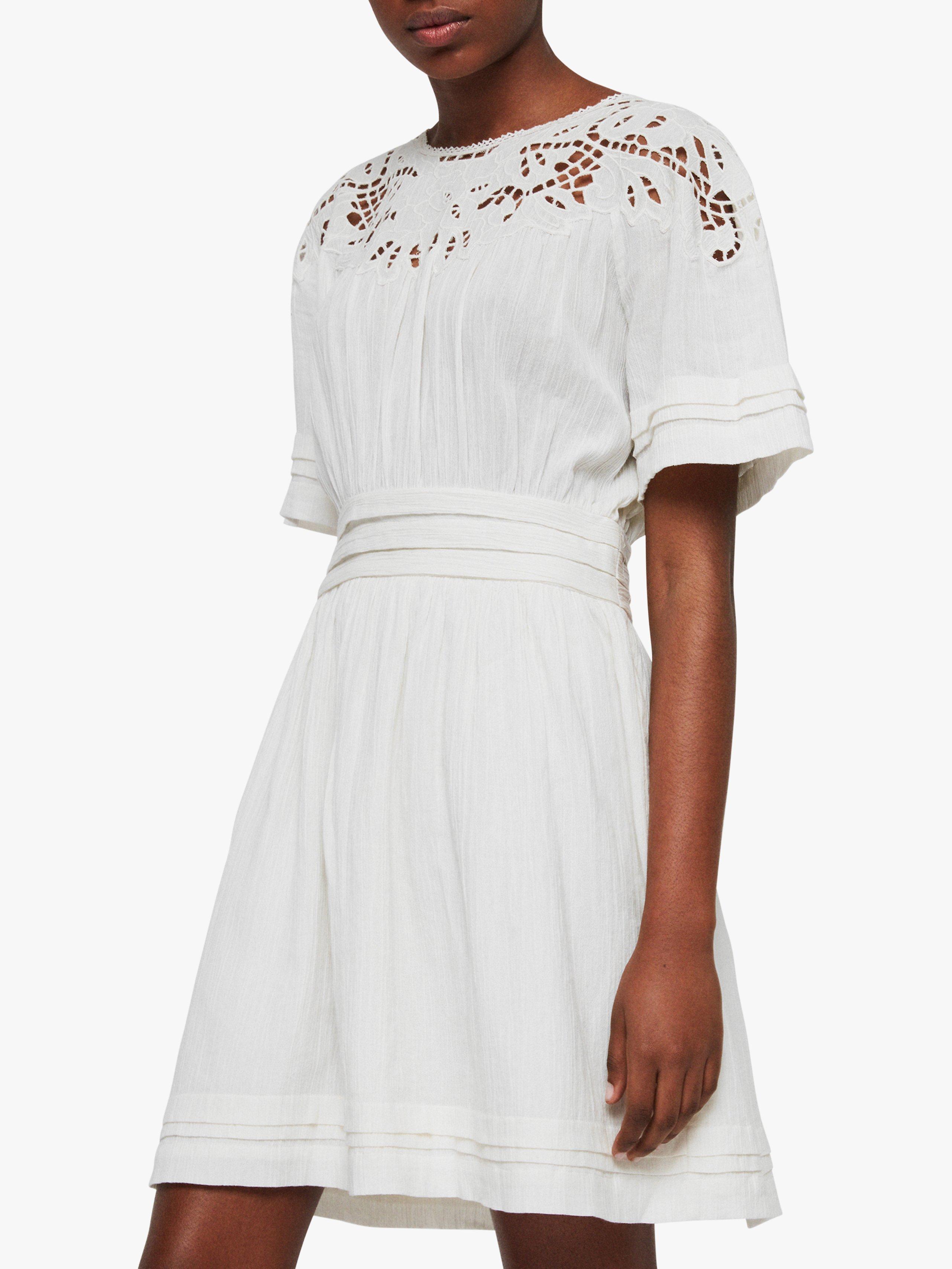 AllSaints Lise Broderie Detail Dress, Chalk White