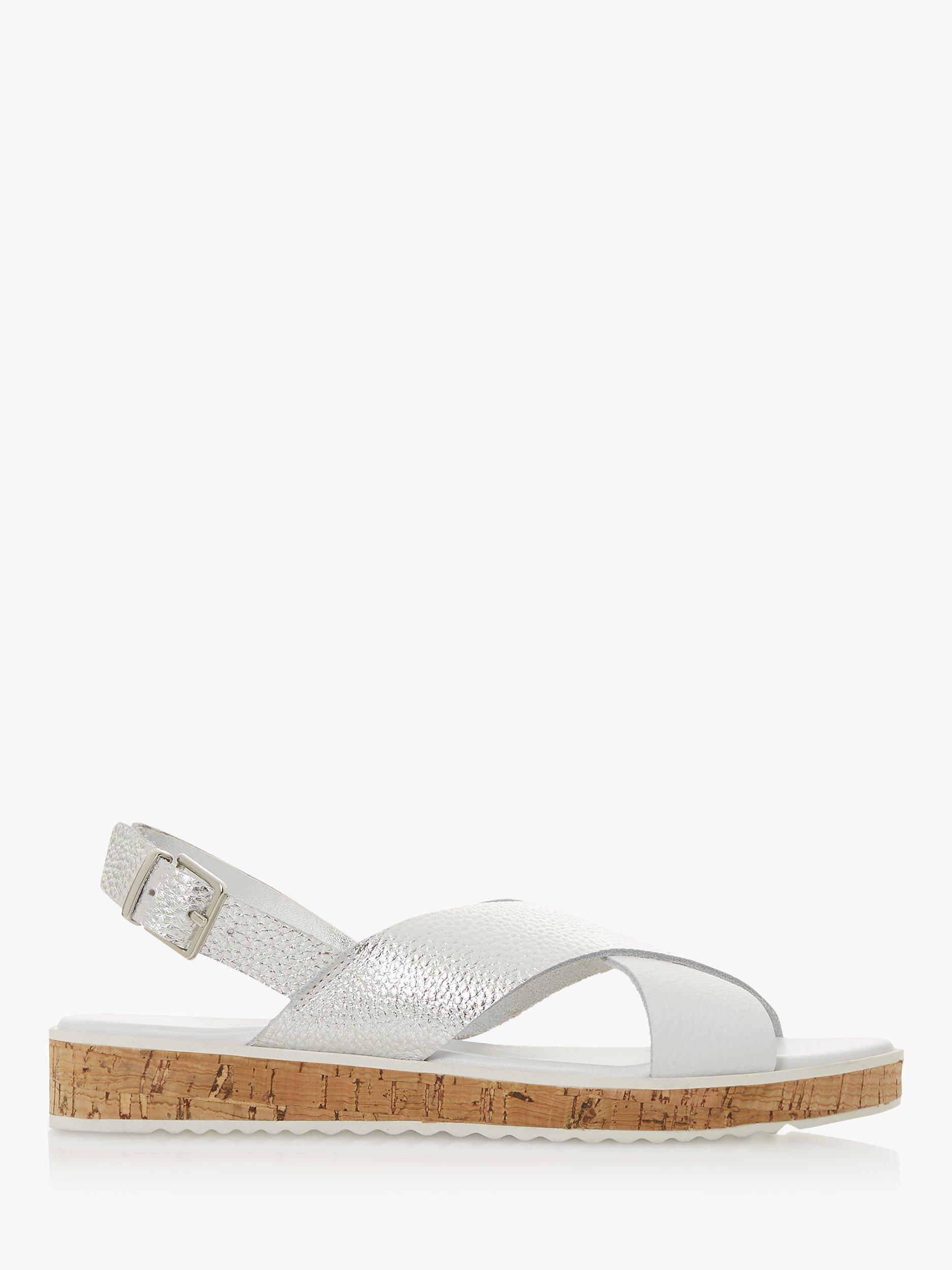 Dune Lorde Cross Strap Sandals, White Leather